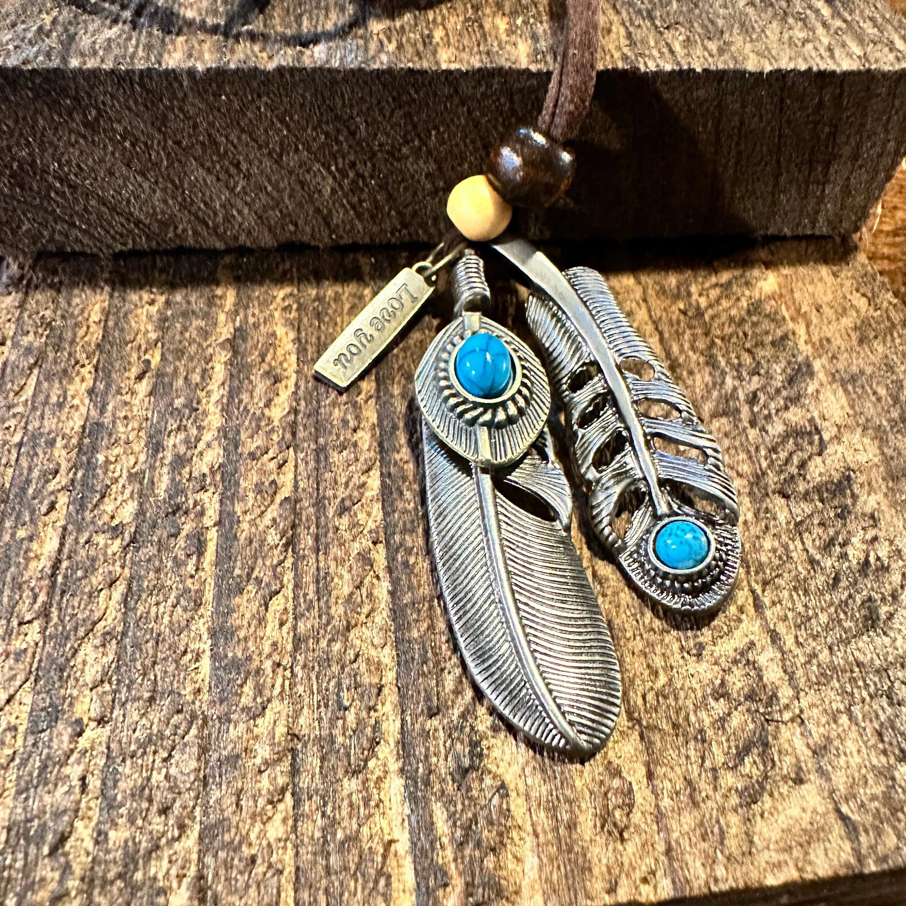 Other Southwest-Inspired Turquoise Feather Pendant Necklace on Bro Size ONE SIZE - 5 Thumbnail