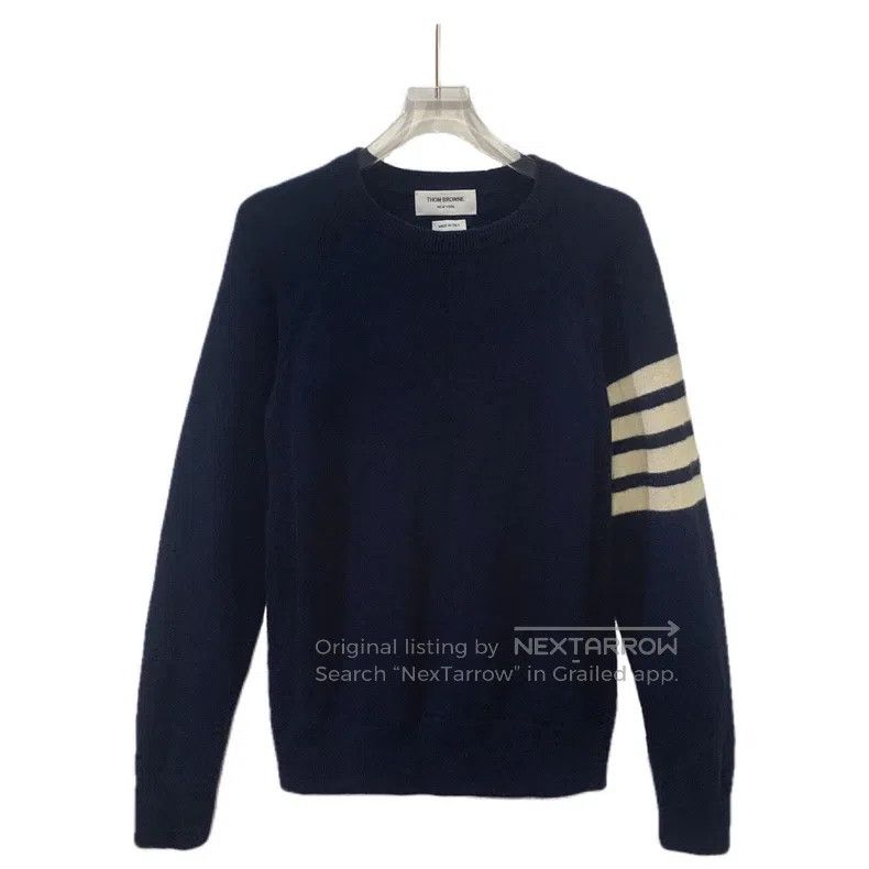 Thom Browne Thom Browne Classic navy blue four-striped round-neck long Size US XS / EU 42 / 0 - 1 Thumbnail