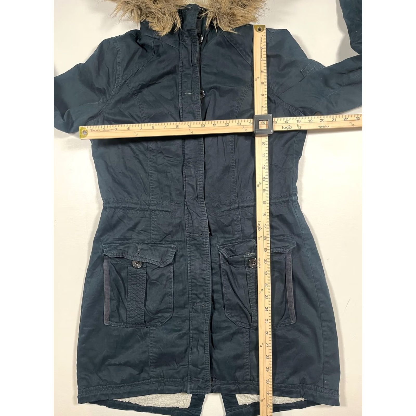 Abercrombie & Fitch Abercrombie & Fitch Coat Womens Medium Blue Parka Fishtail Fur Hooded Lined Y2K Size M / US 6-8 / IT 42-44 - 7 Thumbnail