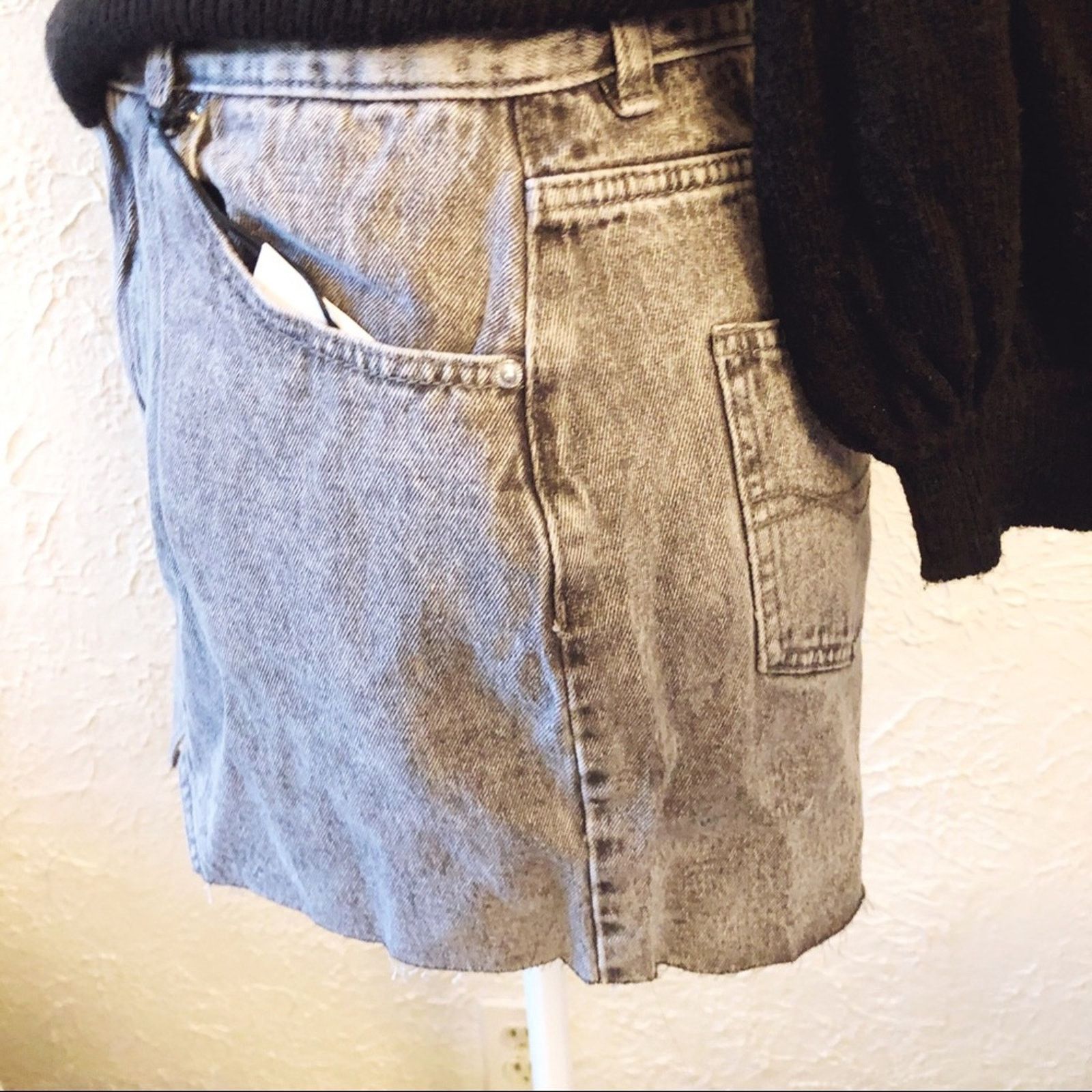 Pull & Bear Pull & Bear Gray Fitted Denim Mini Skirt Size 28" / US 6 / IT 42 - 3 Thumbnail