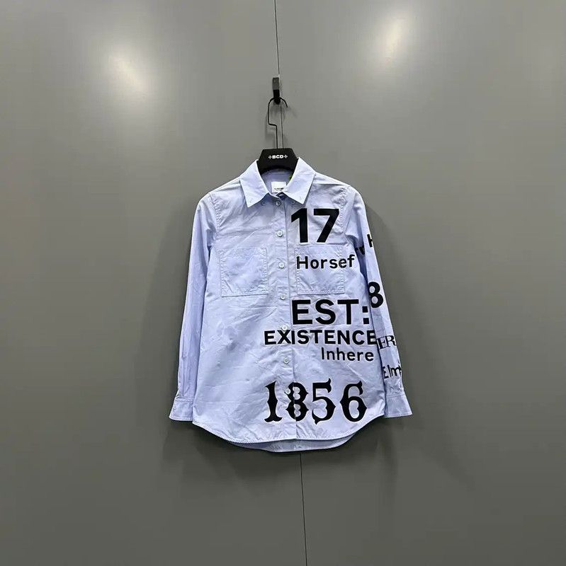 Burberry Burberry Blue Cotton Logo Long Sleeve Shirt Size M / US 6-8 / IT 42-44 - 1 Thumbnail