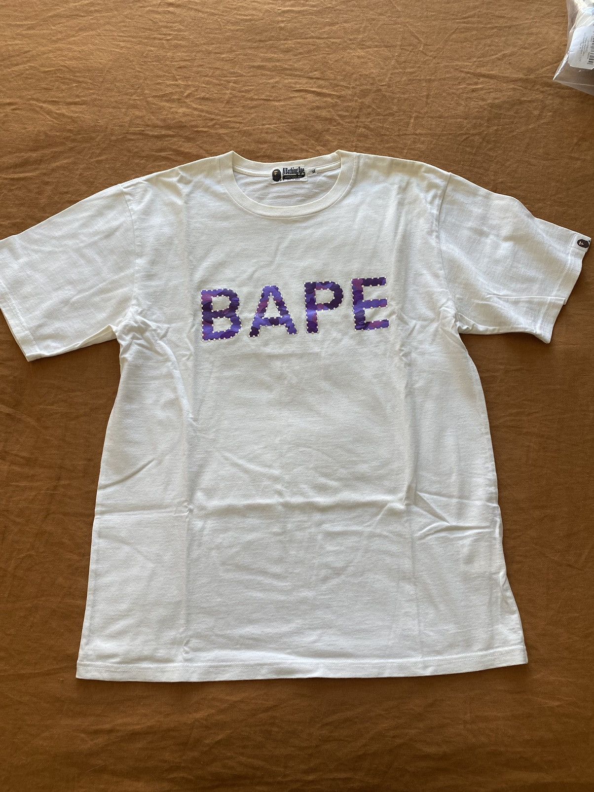 image of Color Camo Swarovski Bape Tee in White, Men's (Size XL)