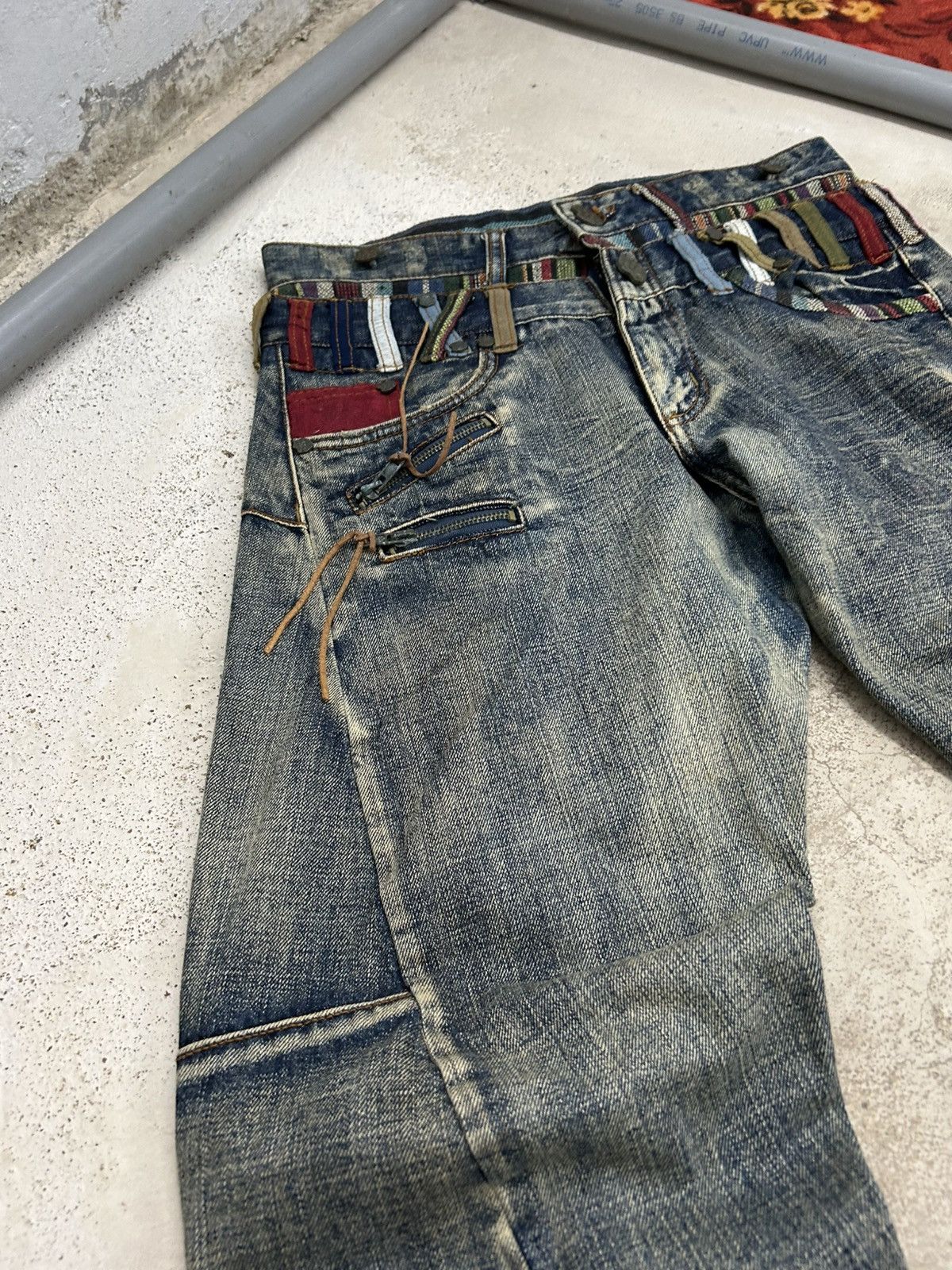 GOSTAR DE FUGA Vintage Joneaa Denim Double Waist Engineer Mud Washed Size US 31 - 7 Thumbnail