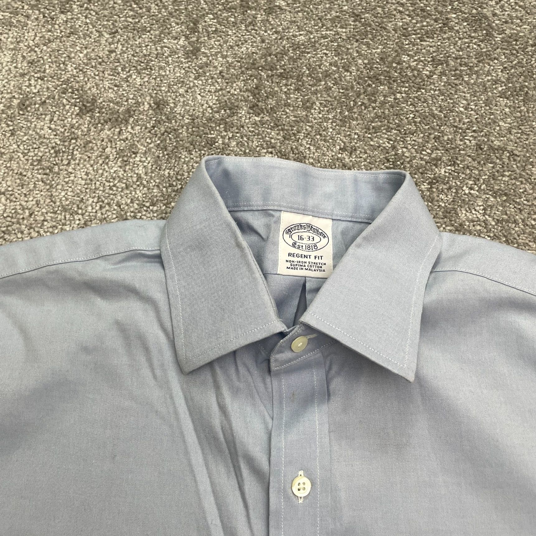 Brooks Brothers Brooks Brothers Dress Shirt Men 16 Blue Long Sleeve Cotton Regular Fit Work Casual Size 42R - 3 Thumbnail