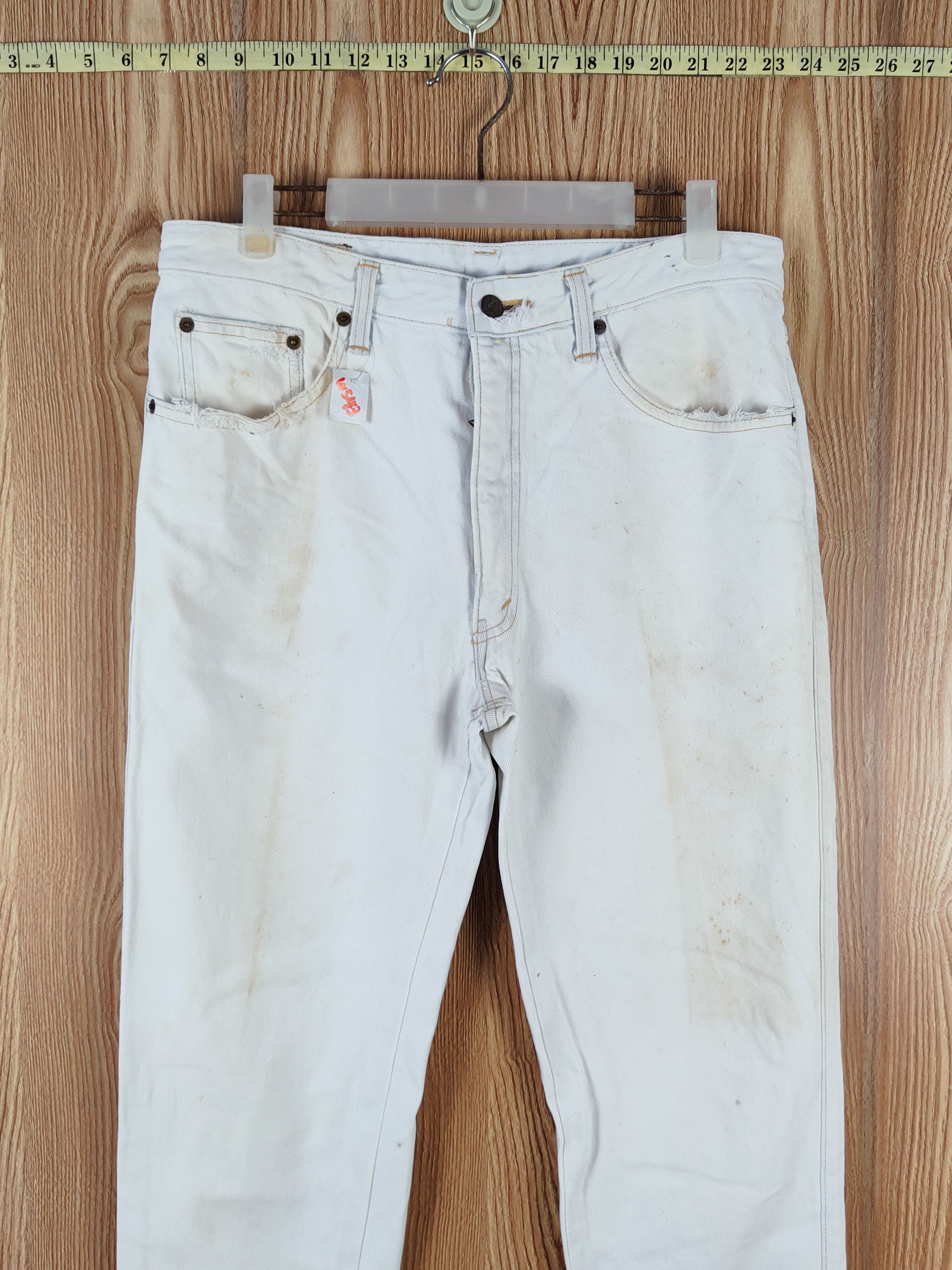 Japanese Brand Bobson Pro White vintage Distressed Ripped Jeans #W543 Size US 33 - 2 Thumbnail