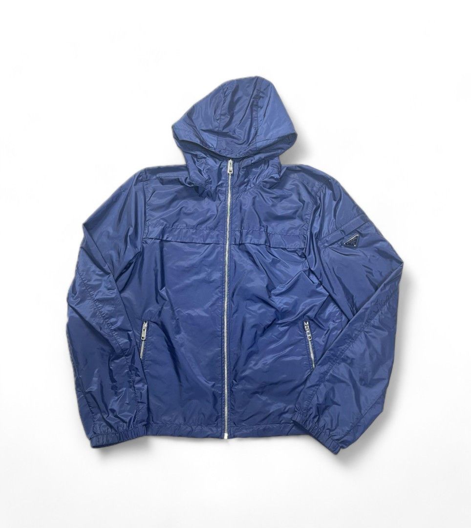 Prada M triangle logo plate nylon jacket blue navy