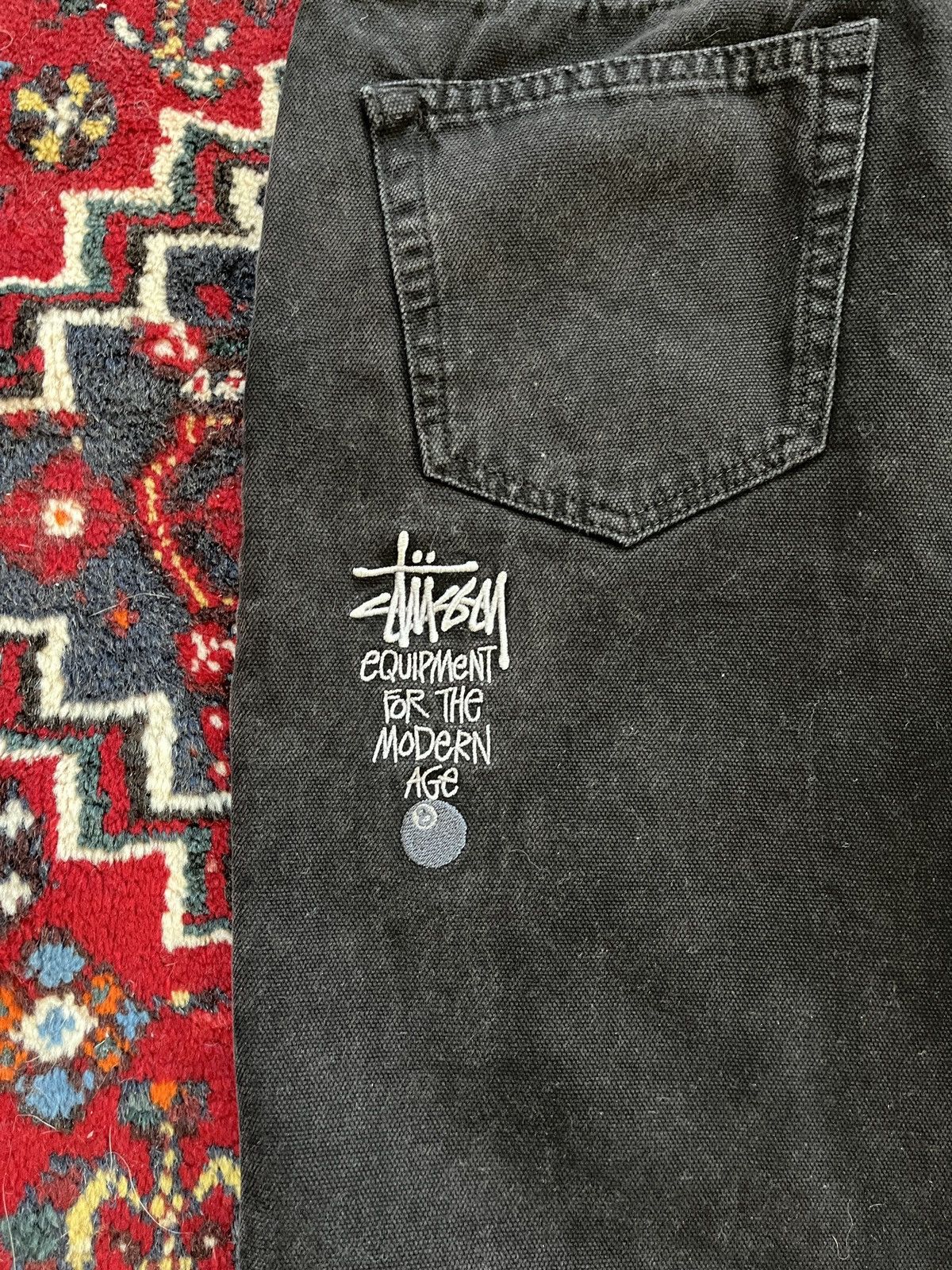 image of Big Ol Jeans With Stussy Embroidery in Washed Black, Men's (Size 30)