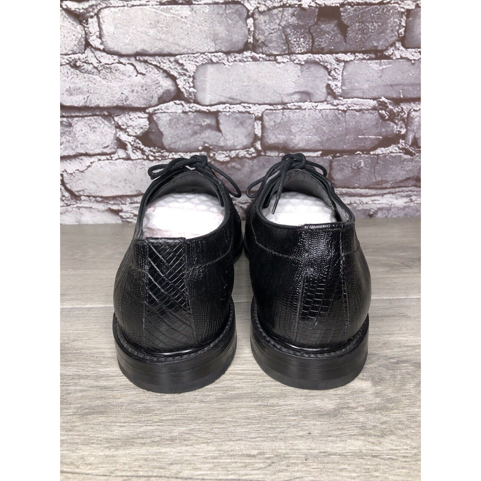 Other Monaco Goodyear Welt Black Leather Croc Oxfords Dress Shoes Size US 10.5 / EU 43-44 - 3 Thumbnail