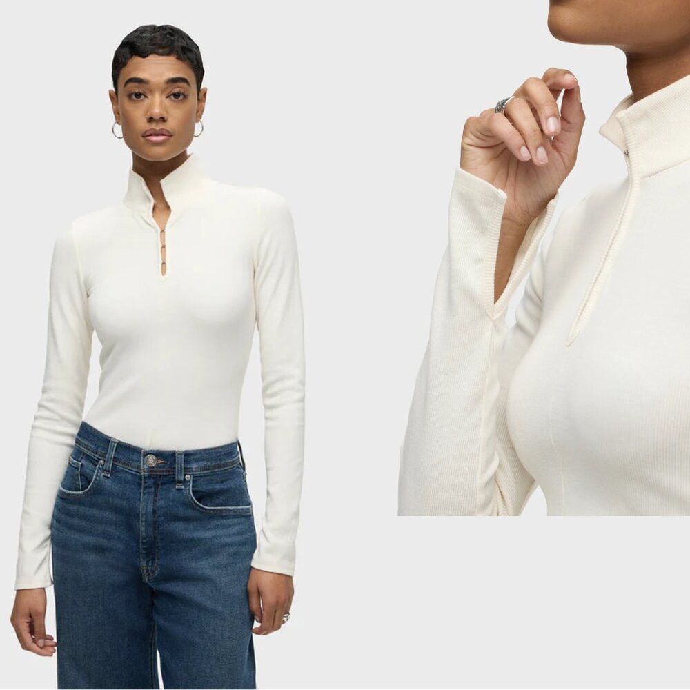 Hudson NWT New $145 Hudson Long Sleeve Hook & Eye Ecru Bodysuit Si Size L / US 10 / IT 46 - 2 Thumbnail