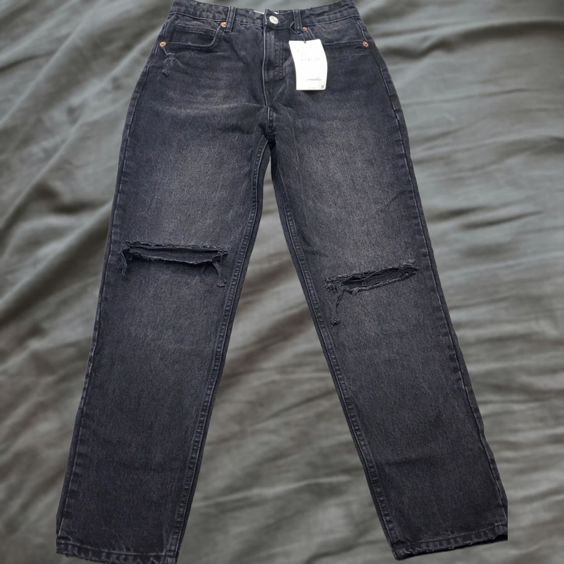 Zara Zara Womens Size 4 Black Denim Straight Jeans Dark Wash 32" Inseam 5-Pocket Regular Fit Vintage: No Size 27" / US 4 / IT 40 - 1 Thumbnail
