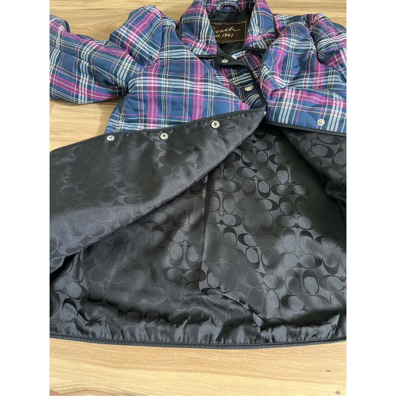 Coach Coach Quilted Navy Blue & Purple Plaid Print Long Sleeve Sna Size M / US 6-8 / IT 42-44 - 8 Thumbnail