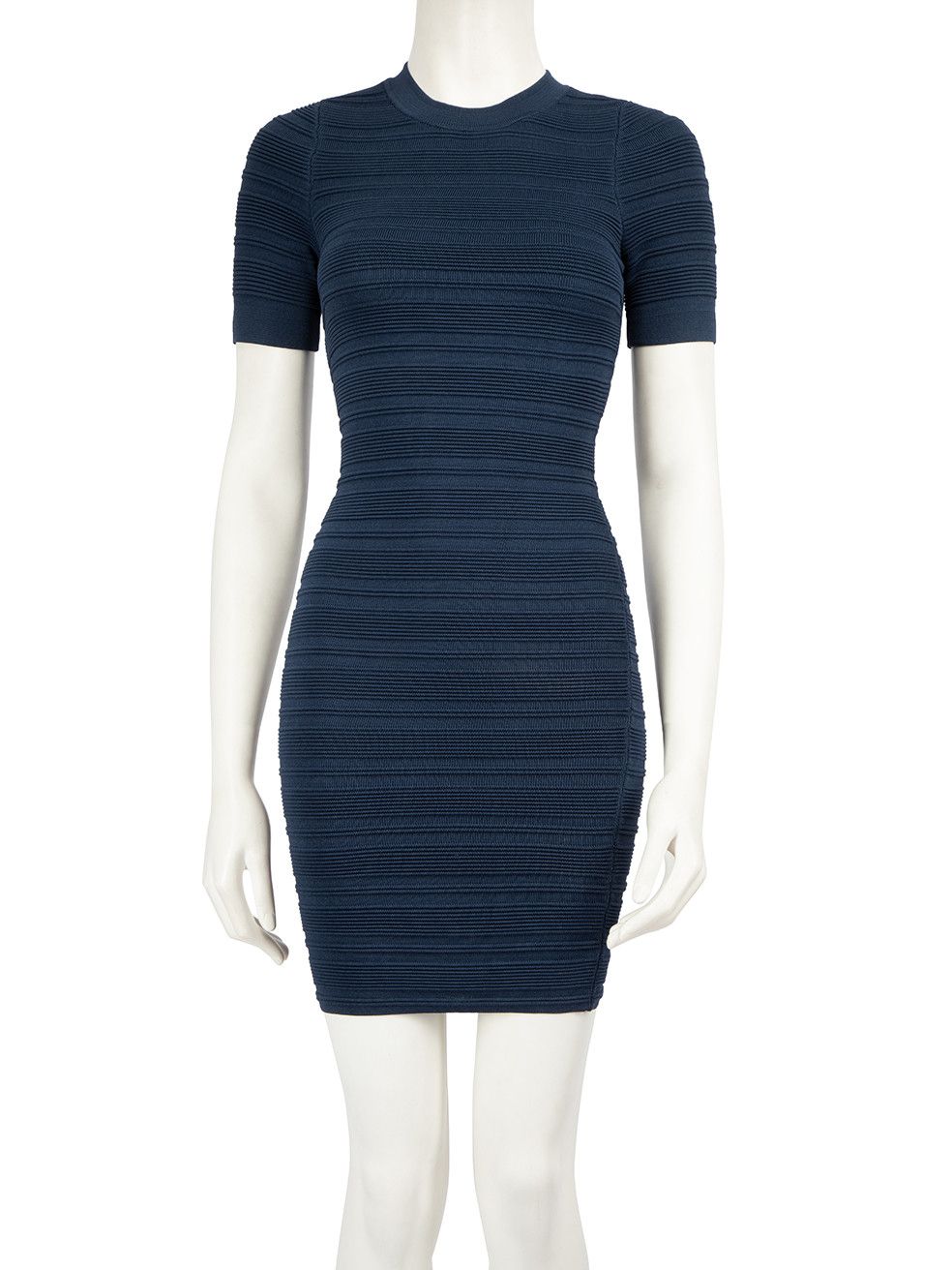 image of Ronny Kobo Navy Striped Knee Length Dress, Women's (Size XS)