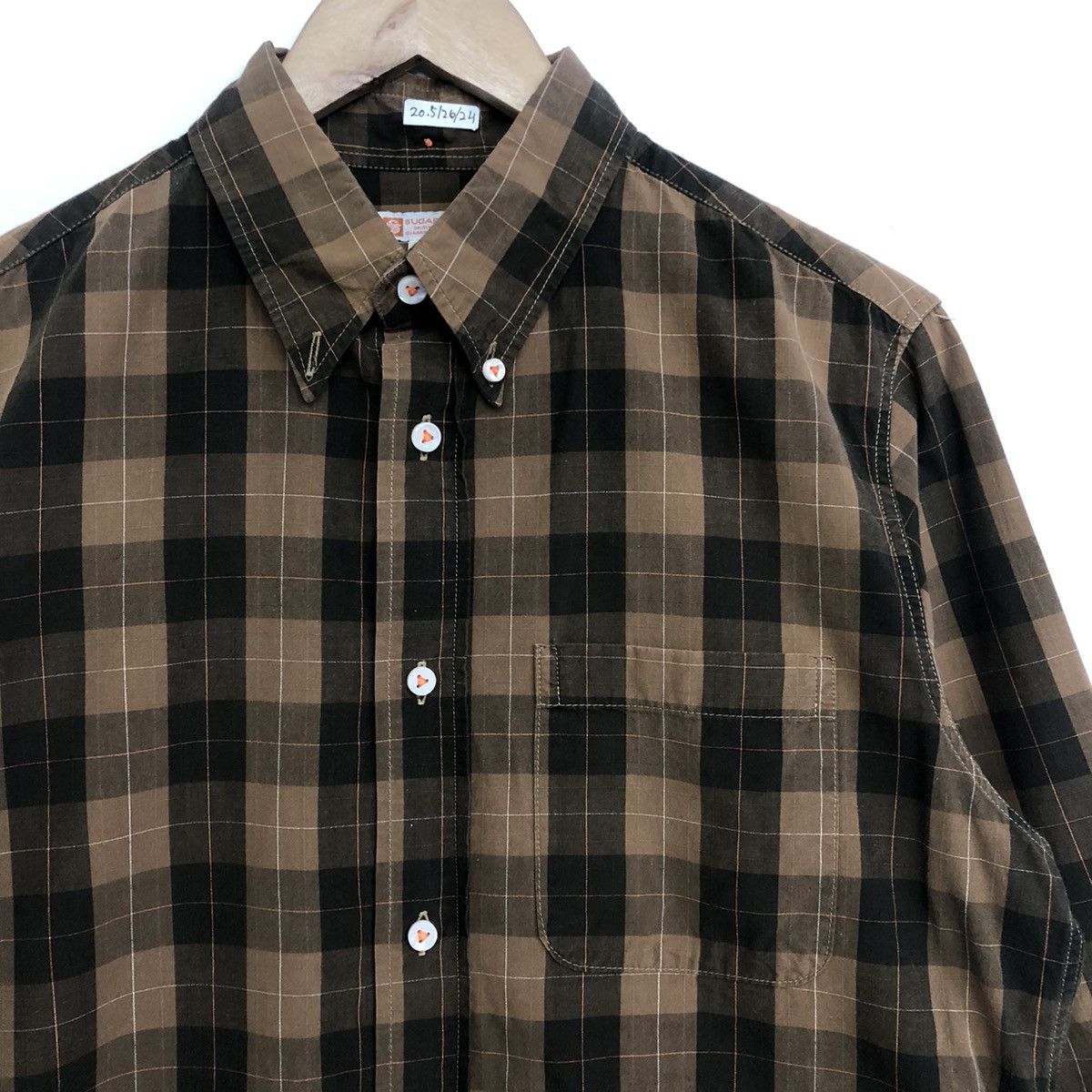 Sugar Cane Sugar Cane Checked Pattern Brown Button Shirt Size US S / EU 44-46 / 1 - 6 Thumbnail
