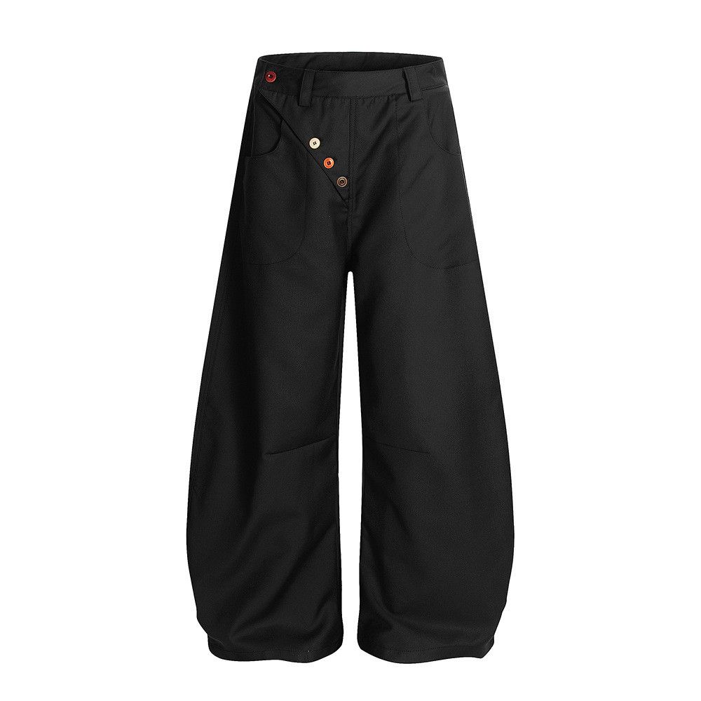 Japanese Brand Men's irregular button casual loose wide-leg scimitar pants Size US 32 / EU 48 - 1 Thumbnail