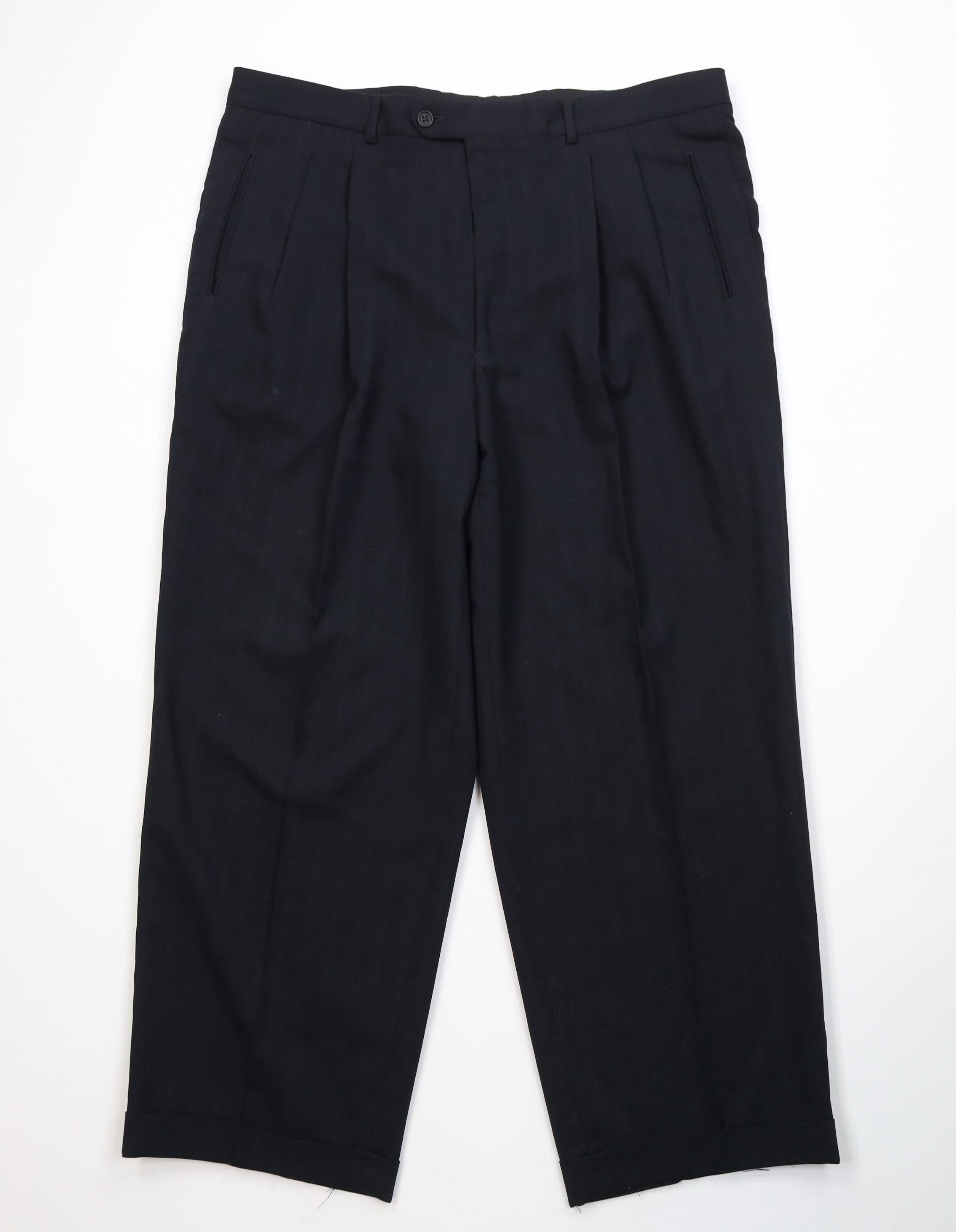 Armani Vintage 90s Mani Armani Striped Wide Leg Chino Pants Blue Size US 39 - 1 Thumbnail
