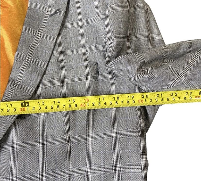 Designer Bespoke Men’s Check Blazer Peak Lapel Grey White Chest 39R Size 38R - 5 Thumbnail