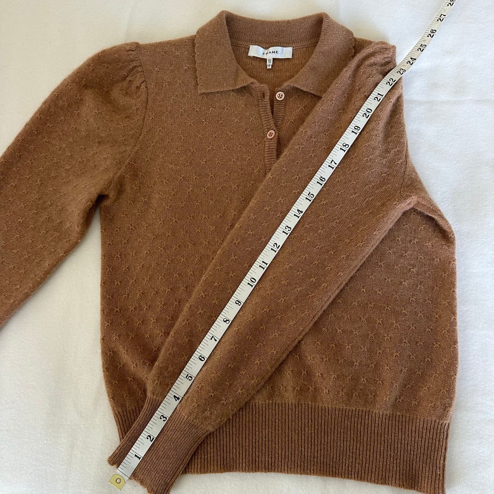 Frame Frame Cashmere Polo Sweater Camel Scallop Collar Size XS Size XS / US 0-2 / IT 36-38 - 10 Thumbnail