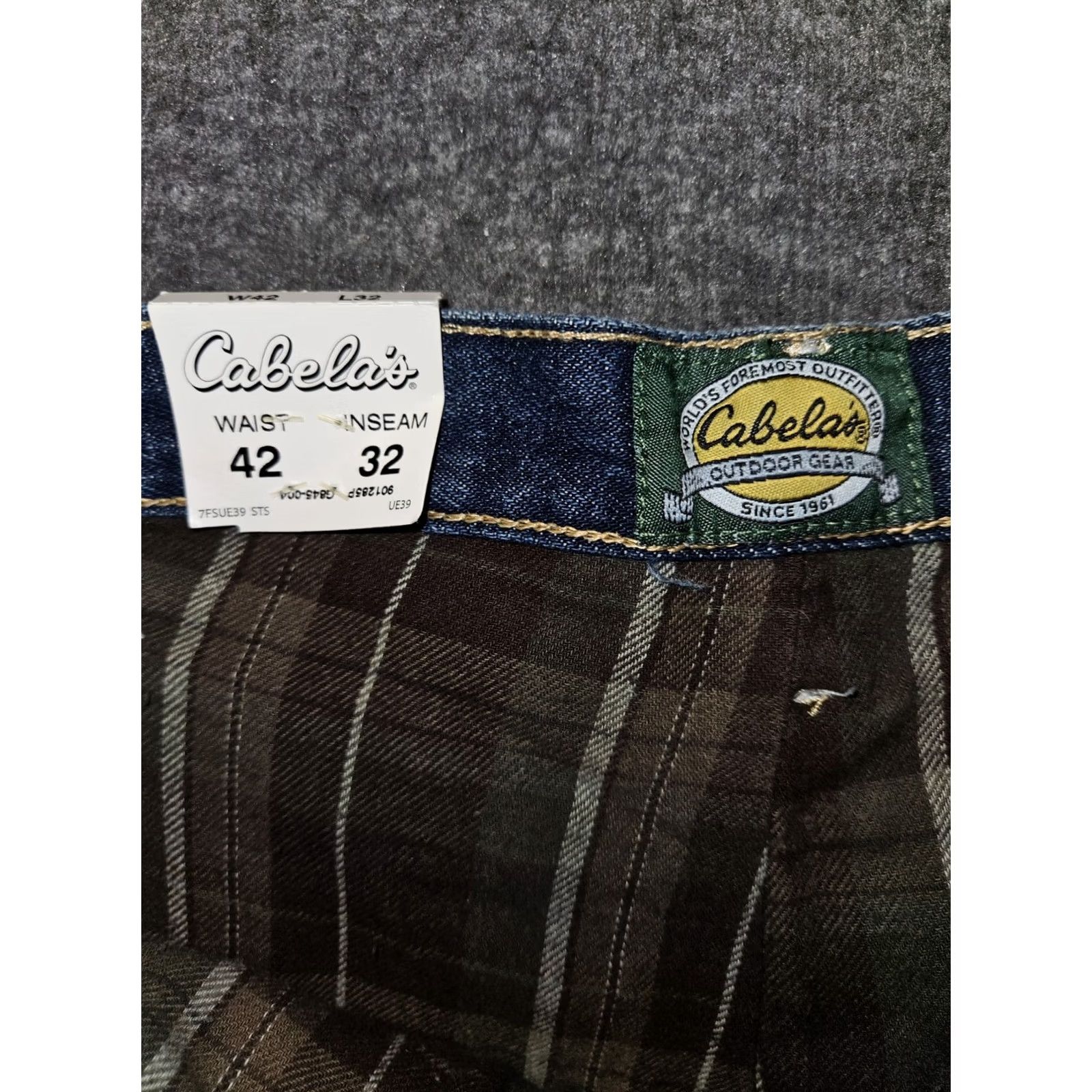 Vintage VINTAGE Cabela's Roughneck Flannel Lined Jeans Men 42x32 NWT Blue Outdoors Nature Jeans Mens Blue 12 in Rise Pockets Zipper Button Denim" Size US 42 / EU 58 - 7 Thumbnail