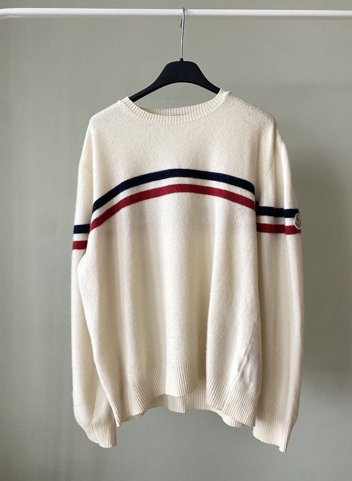 Moncler Moncler Lana Wool Crew Stripe Sweater Size US XL / EU 56 / 4 - 1 Thumbnail