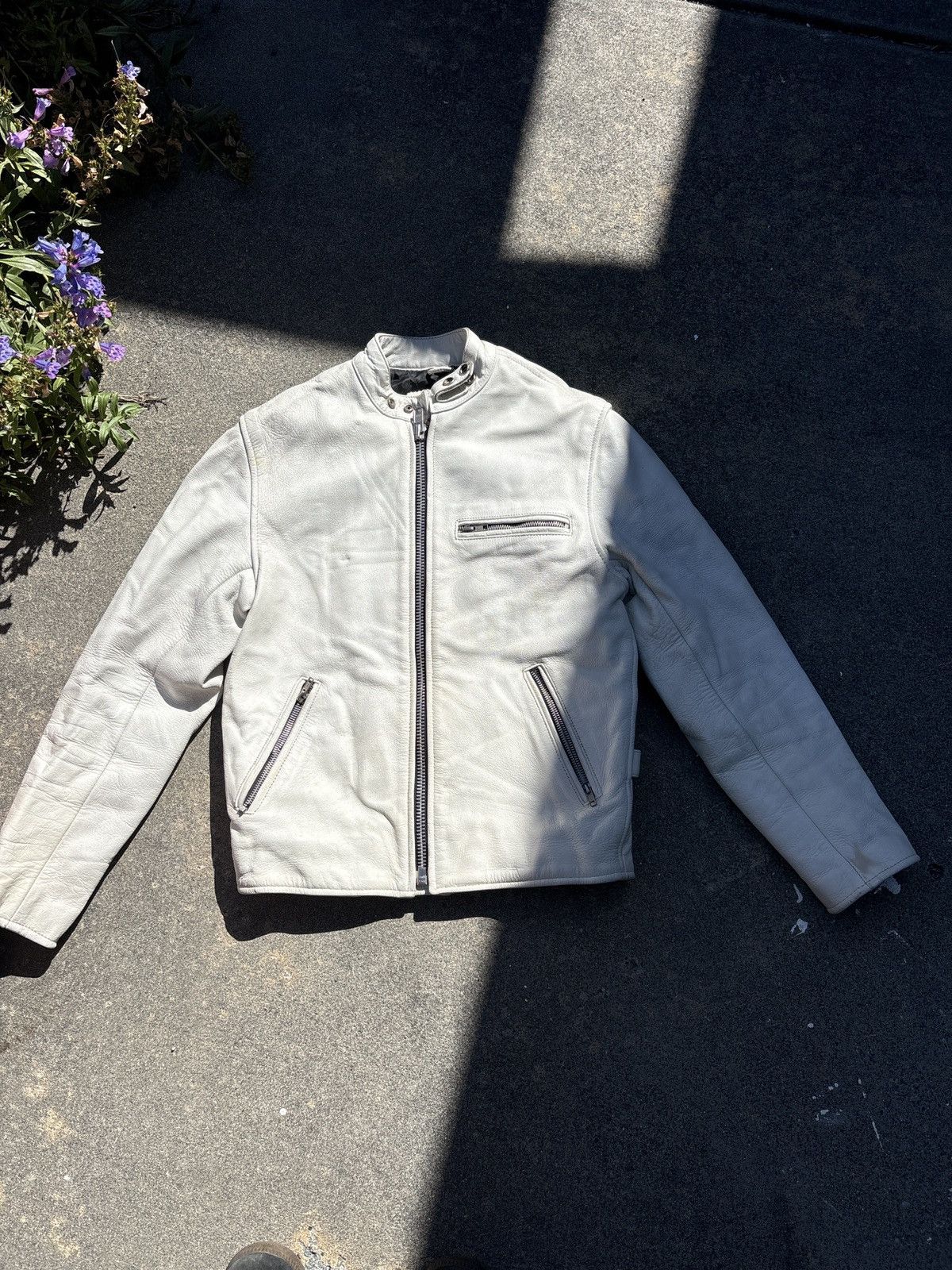 Other 90s White Leather Motorcycle Jacket Size US M / EU 48-50 / 2 - 2 Thumbnail