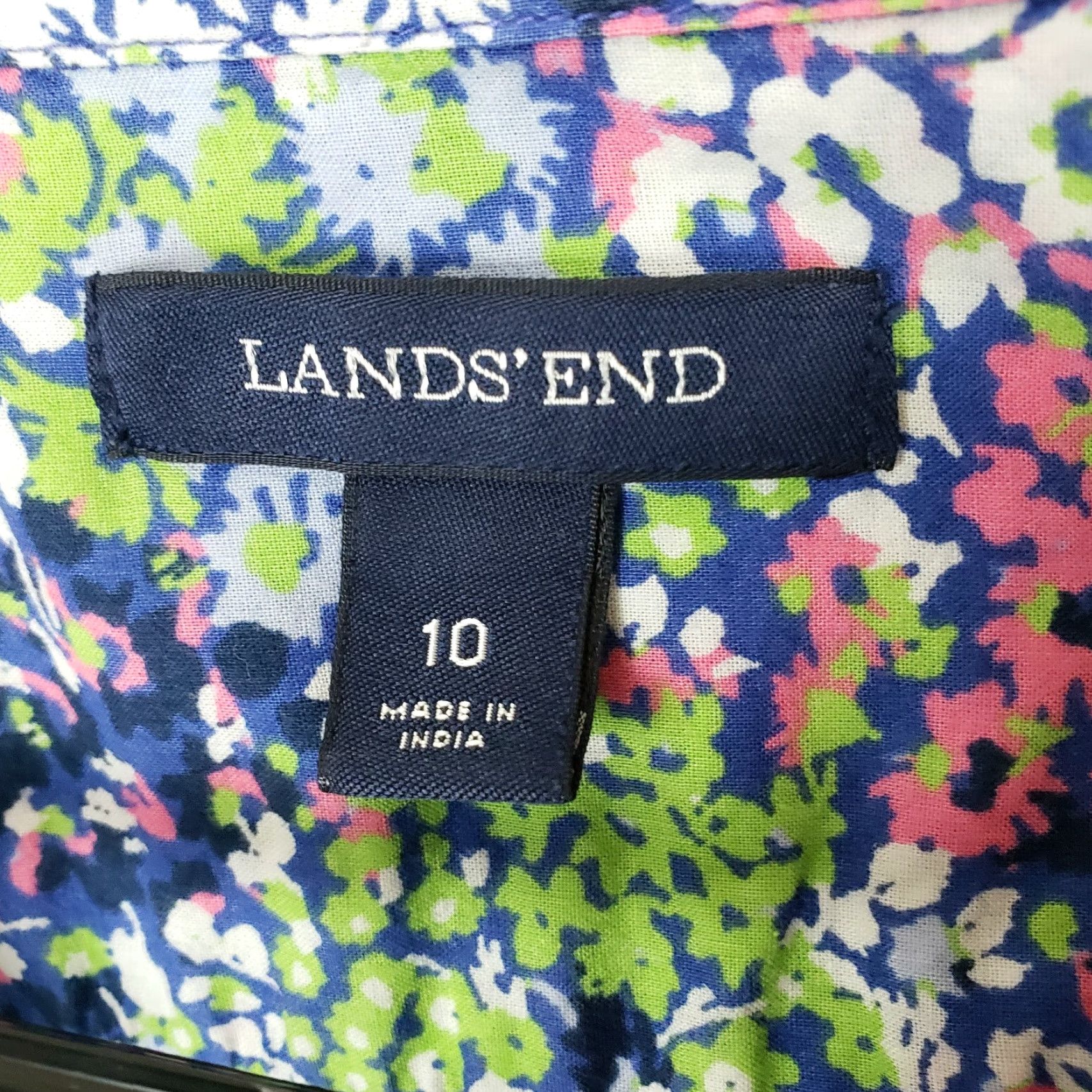 Lands' End Lands' End Womens Blouse Shirt 3/4 Sleeve Cotton Floral Pink Blue Size 10 Womens Size L / US 10 / IT 46 - 6 Thumbnail