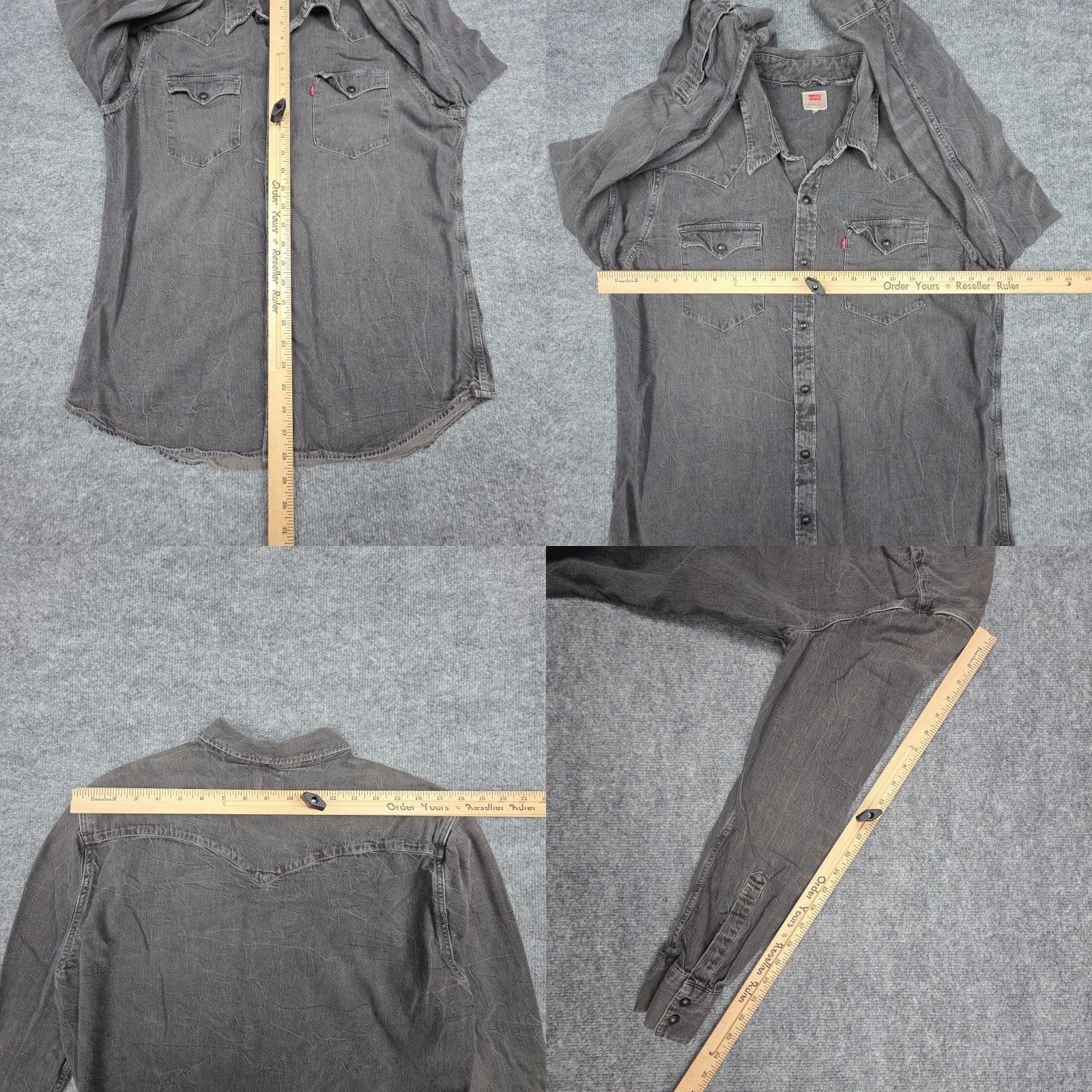 Levi's Levi's Denim Shirt Mens Medium Gray Black Pearl Snap Western Chambray Denim Shirt Size M / US 6-8 / IT 42-44 - 8 Thumbnail