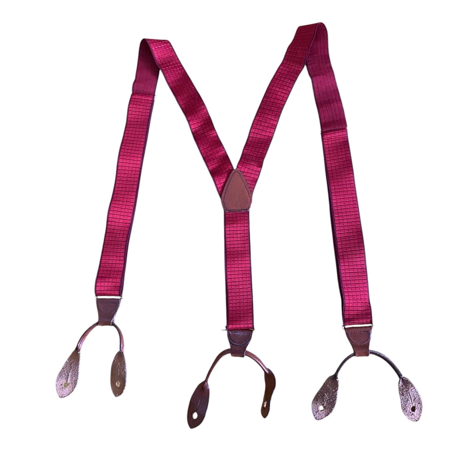 Vintage Vintage Suspenders Elastic Fabric Red Purple Patter Trim Size ONE SIZE - 1 Thumbnail