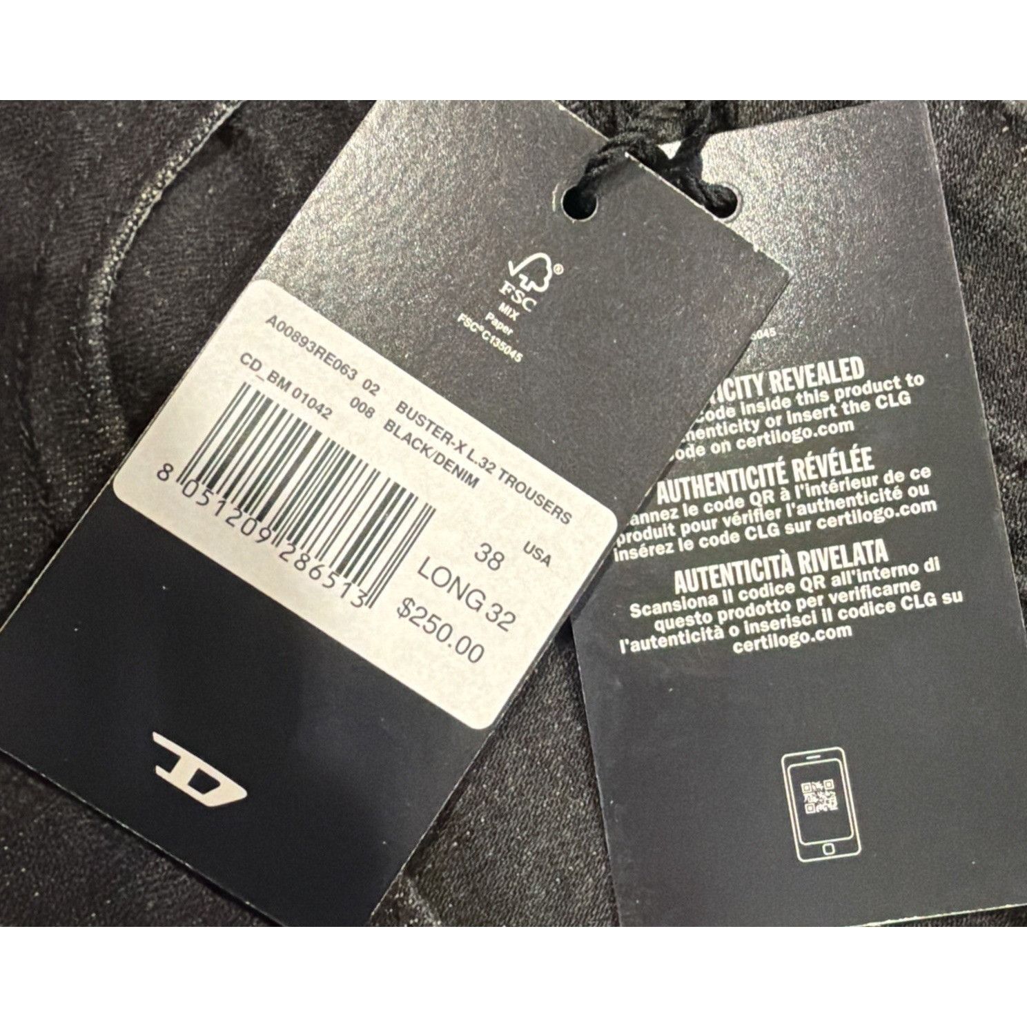 Diesel Diesel Mens Buster Tapered Jeans RE063 Black $250 Size 38/32 Size US 38 / EU 54 - 7 Thumbnail