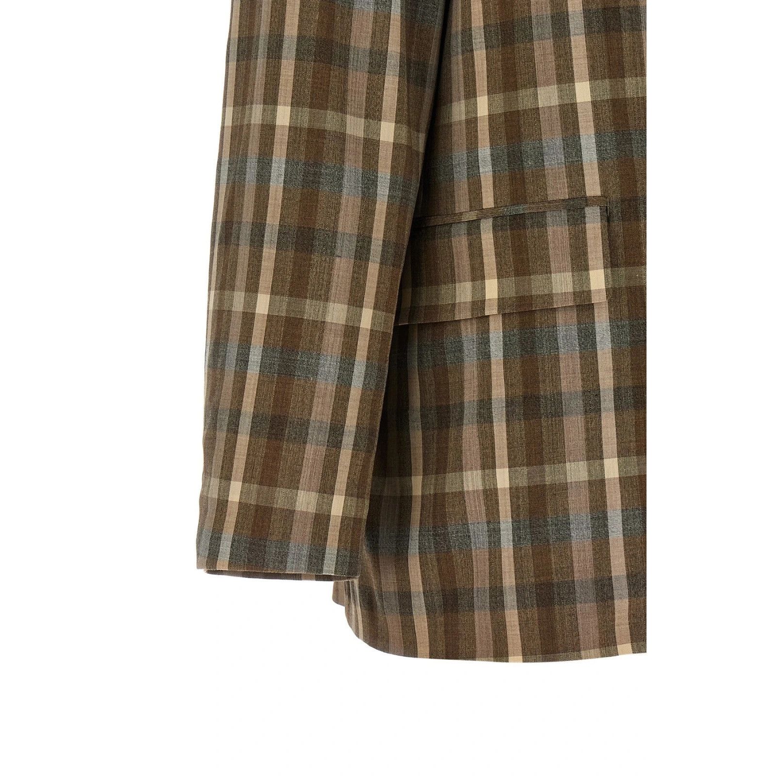 Auralee Auralee Super 130 Check Brown Wool Blazer New & Authentic (W Size M / US 6-8 / IT 42-44 - 4 Thumbnail
