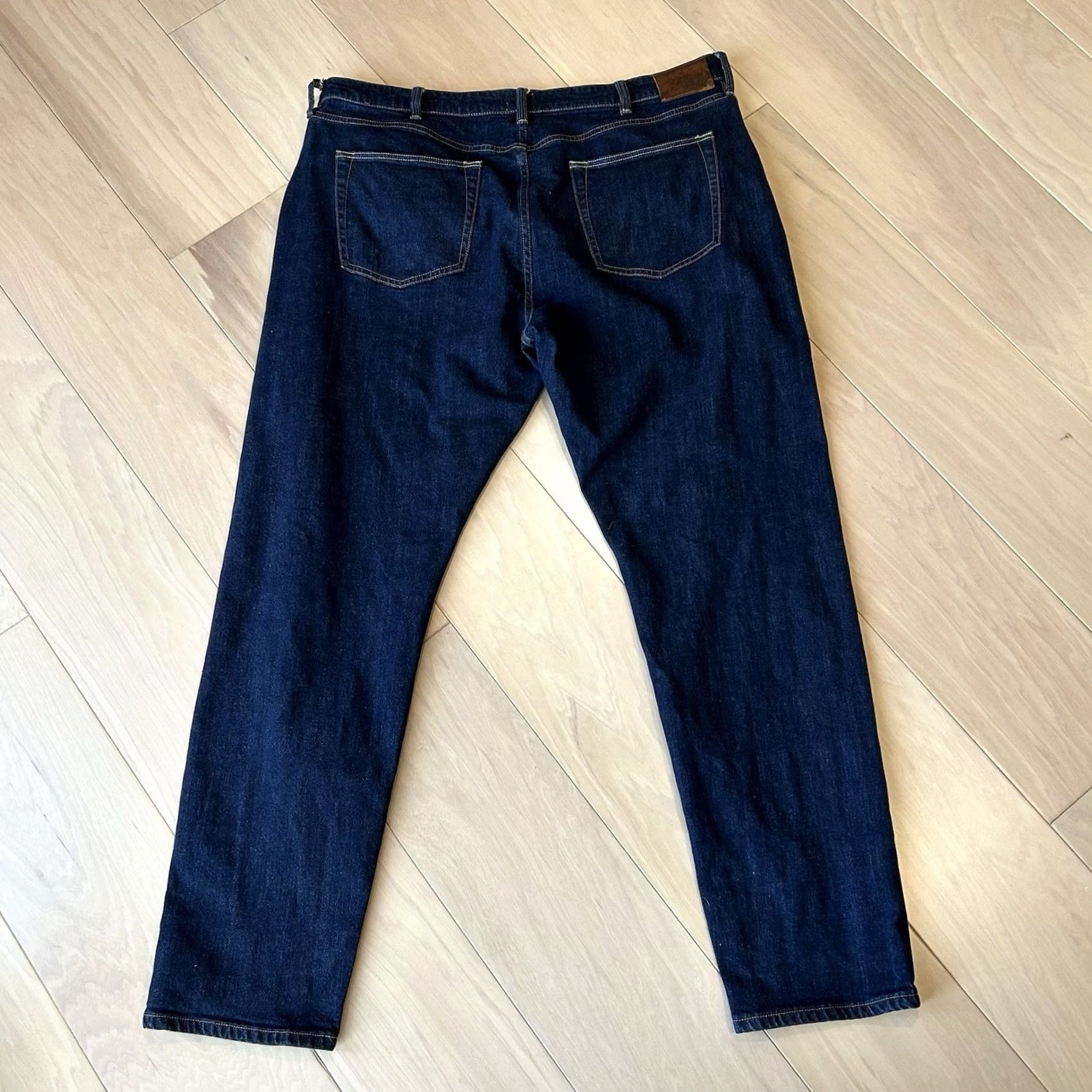 Denime Flint & Tinder Jeans Athletic Tapered Red Line Selvedge Blue 40x33 Mens Jeans Denim Stretch 5-Pocket Modern City USA Style Size US 40 / EU 56 - 4 Thumbnail