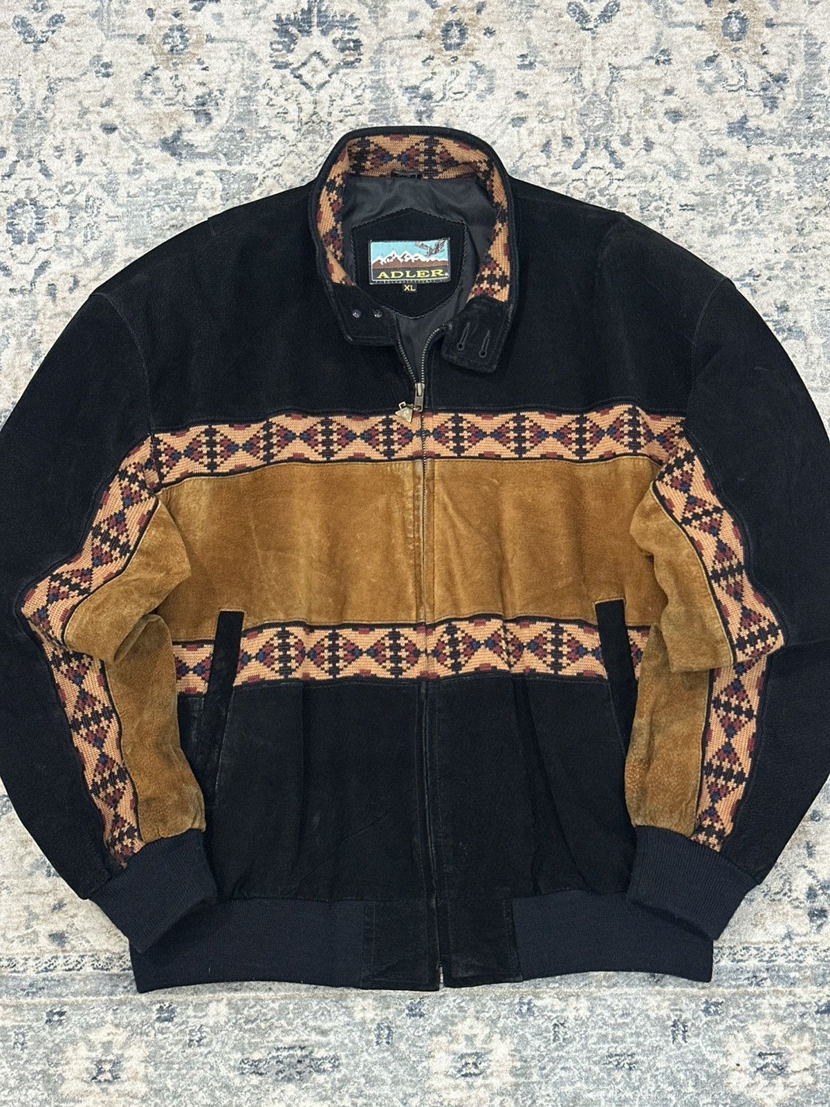 Adler Vintage 90s Adler Western Aztec Leather Bomber Jacket XL Size US XL / EU 56 / 4 - 3 Thumbnail