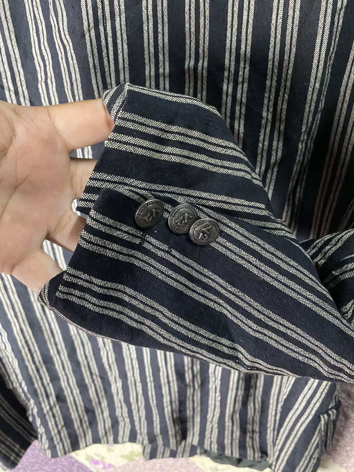 Versace × Vintage Vintage Versace V2 Stripes Blazer Size 44R - 8 Thumbnail
