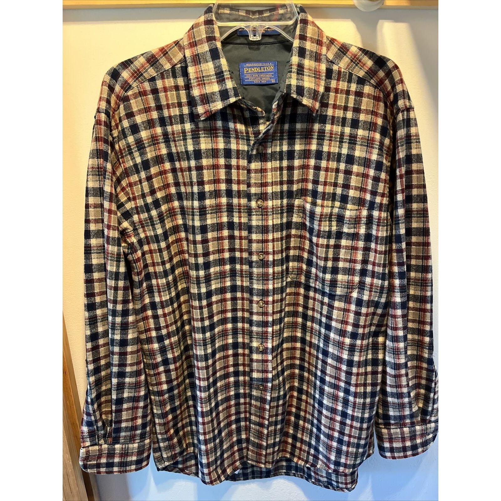 Pendleton Pendleton Mens M Red White Blue Check Button Down Wool Shirt Size US M / EU 48-50 / 2 - 2 Thumbnail