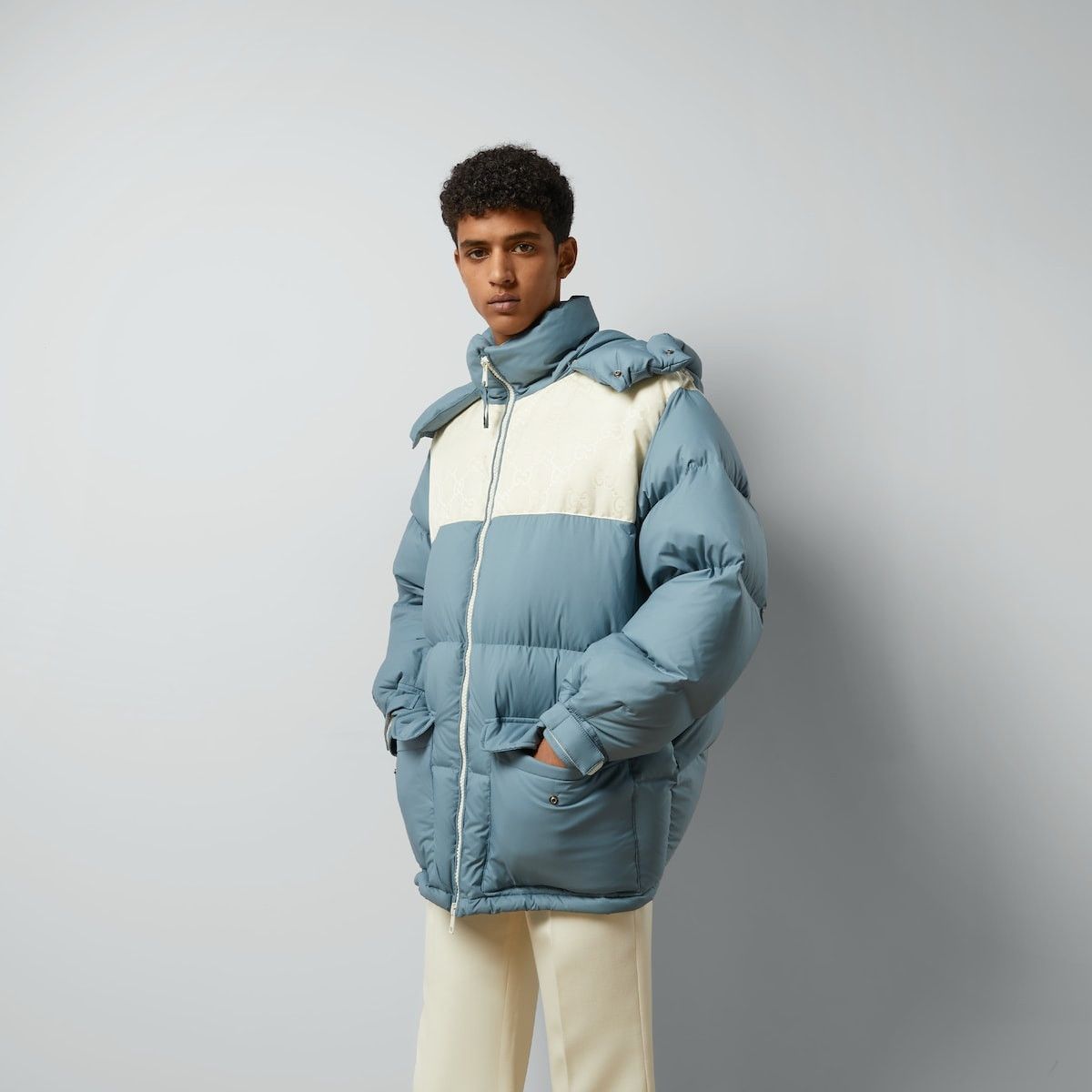 Gucci o1w1db10525 Nylon Down Jacket With GG Inserts' in Blue/White Size US L / EU 52-54 / 3 - 7 Thumbnail