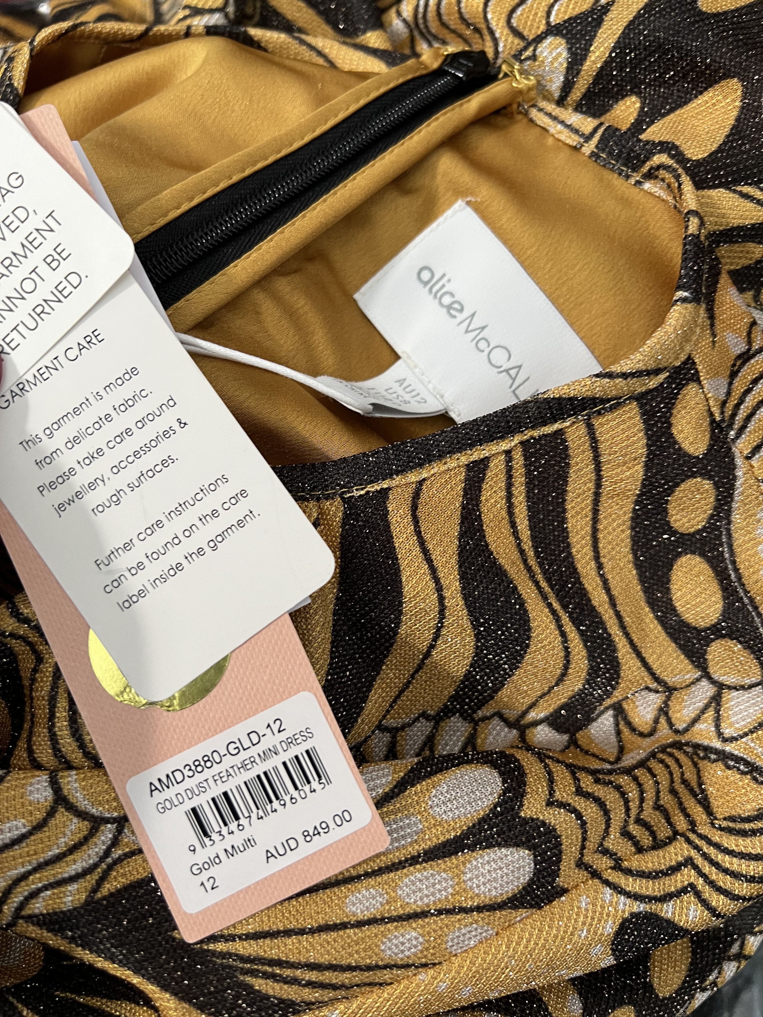 Alice McCall Gold Dust Feather Mini Dress Size M / US 6-8 / IT 42-44 - 7 Thumbnail