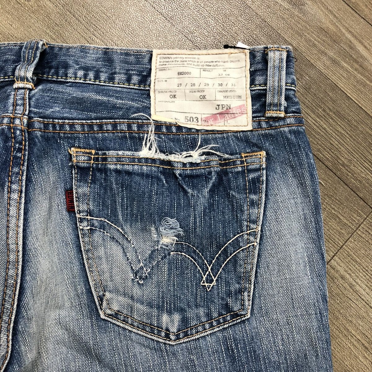 Edwin × If Six Was Nine × Le Grande Bleu (L.G.B.) 2000s Edwin 503 Distressed Punk Faded Bootcut Flared Jeans Size US 29 - 19 Thumbnail