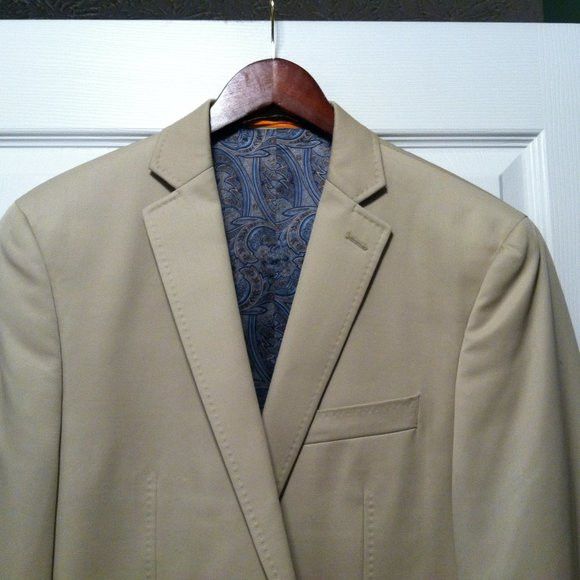 Tallia TALLIA MENS NEW TAN 100%WOOL SPORT COAT BLAZER SIZE:40L Size 40L - 1 Thumbnail