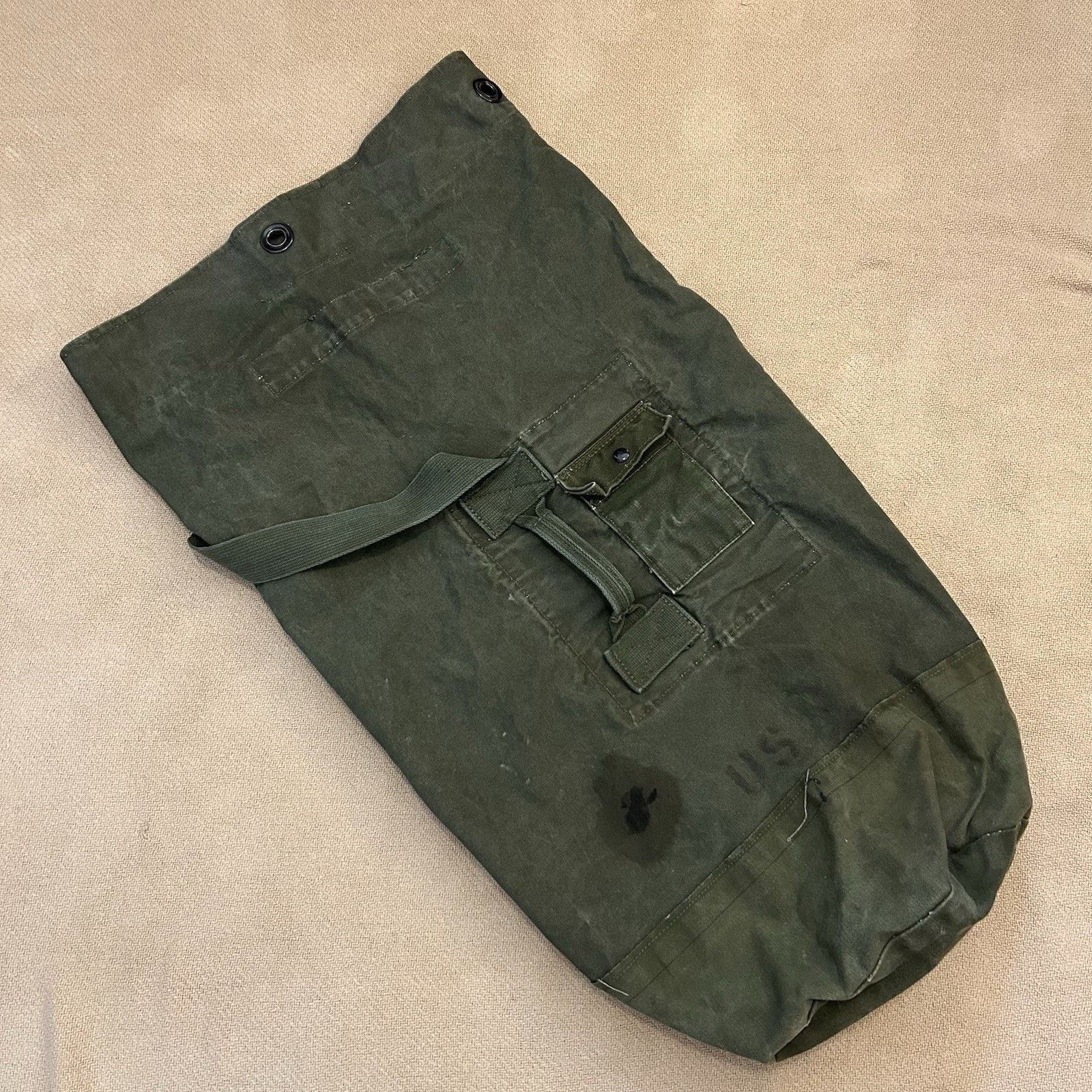Vintage Vintage 70s US Army OD Canvas Duffle Cargo Vietnam Era Bag Size ONE SIZE - 1 Thumbnail
