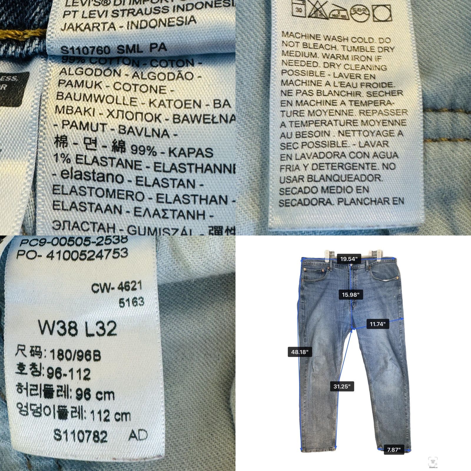 Levi's Levi's 505 Jeans Mens Regular Straight Zip Fly Light Blue 38x32 Denim Stretch logo Pockets Size US 38 / EU 54 - 8 Thumbnail