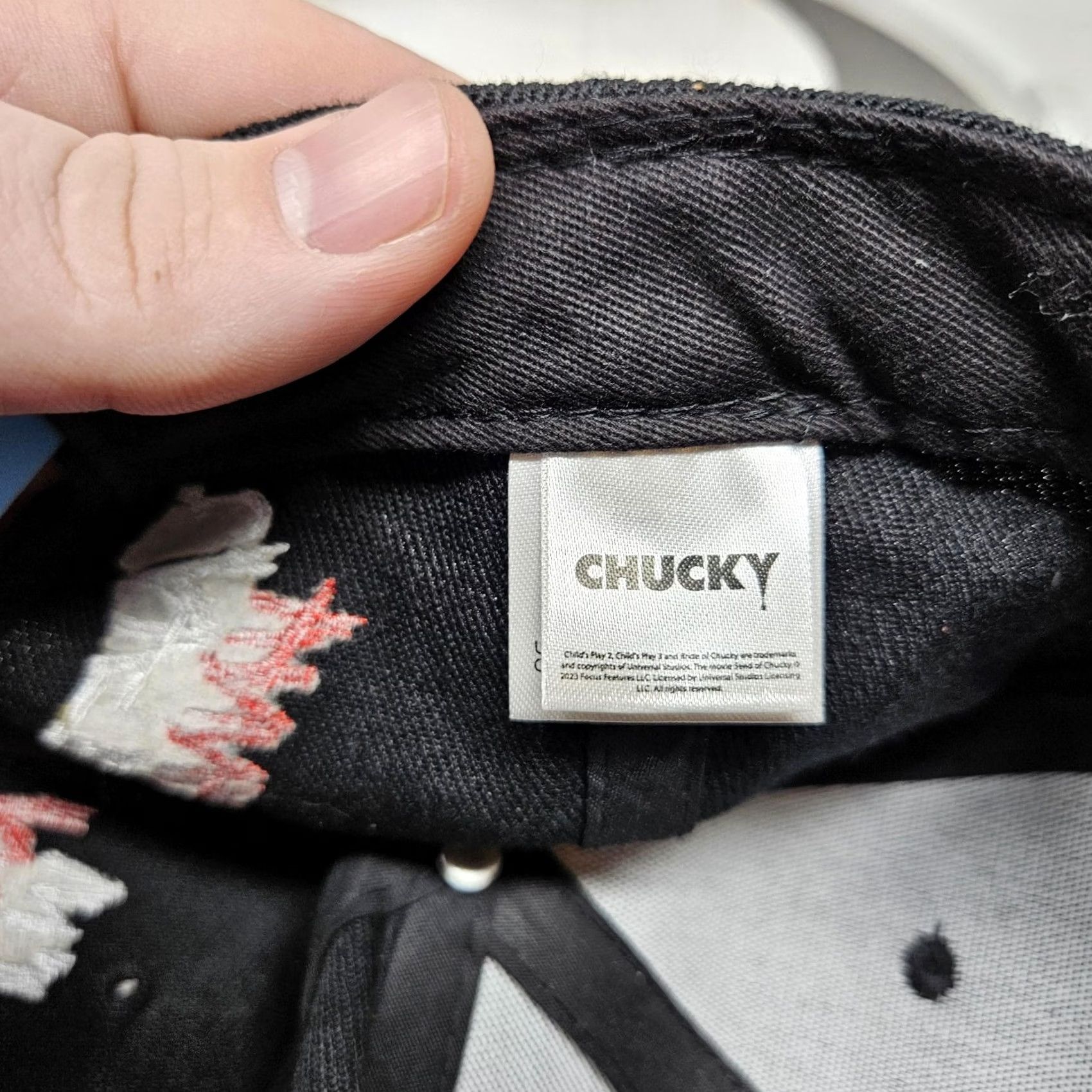 Vintage Chucky Hat Cap Snap Back Black Blue Blood Splatter Graphic Horror Movie Mens Size ONE SIZE - 7 Thumbnail