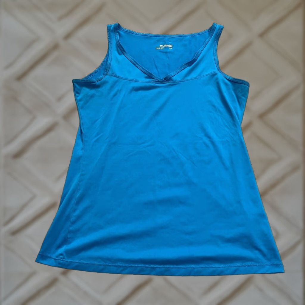 Vintage Columbia Vista Ridge Active Tank Top Womens Small Petite Blue V-Neck Stretch Gym Size S / US 4 / IT 40 - 1 Thumbnail