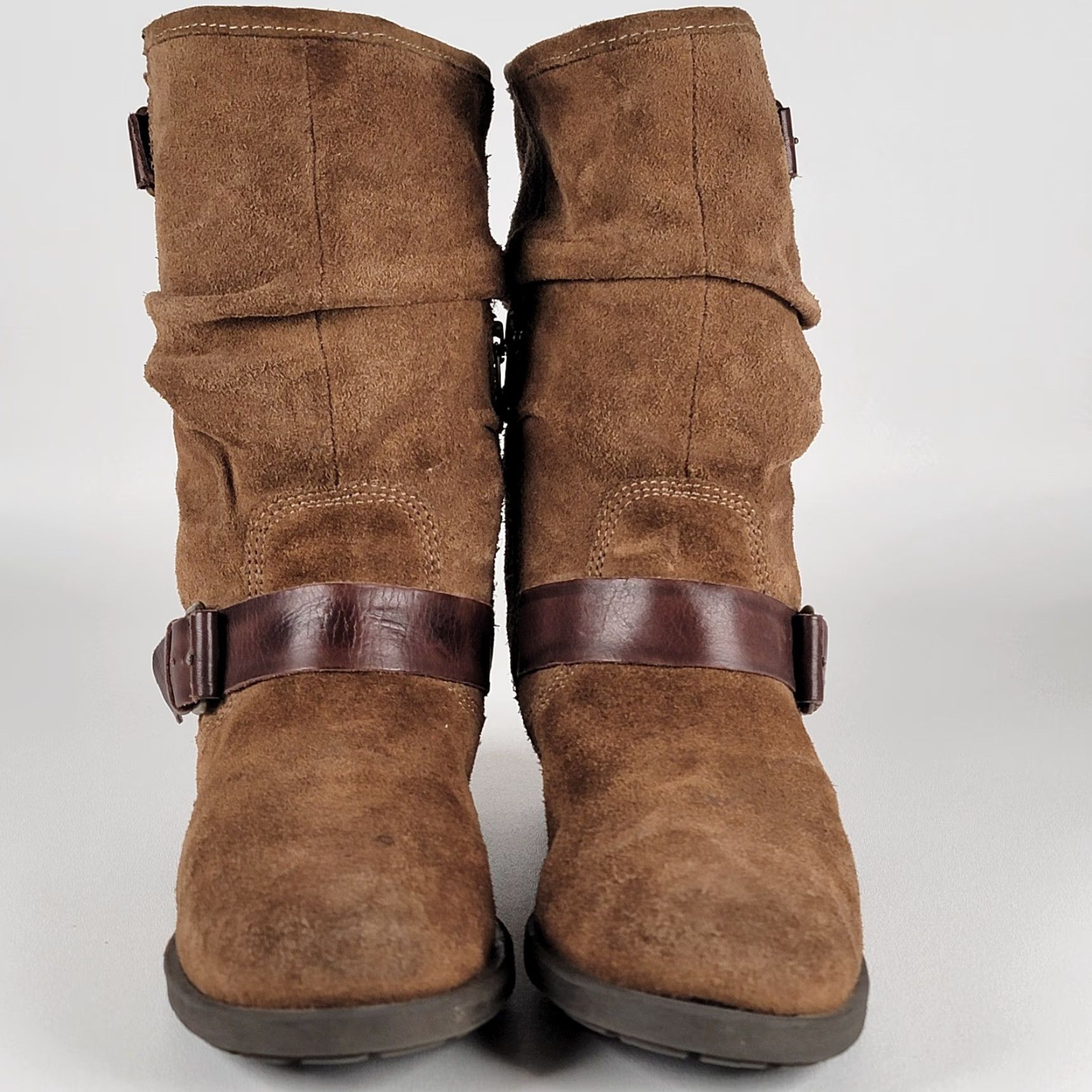Vintage PIKOLINOS Boots Womens 37 EUR Brown Leather Zip Buckle Slouch Mid-Calf Bootie 2 1/8" Heel Womens Brown Leather Zip Slouch Boot Pikolinos Size US 7 / IT 37 - 2 Thumbnail