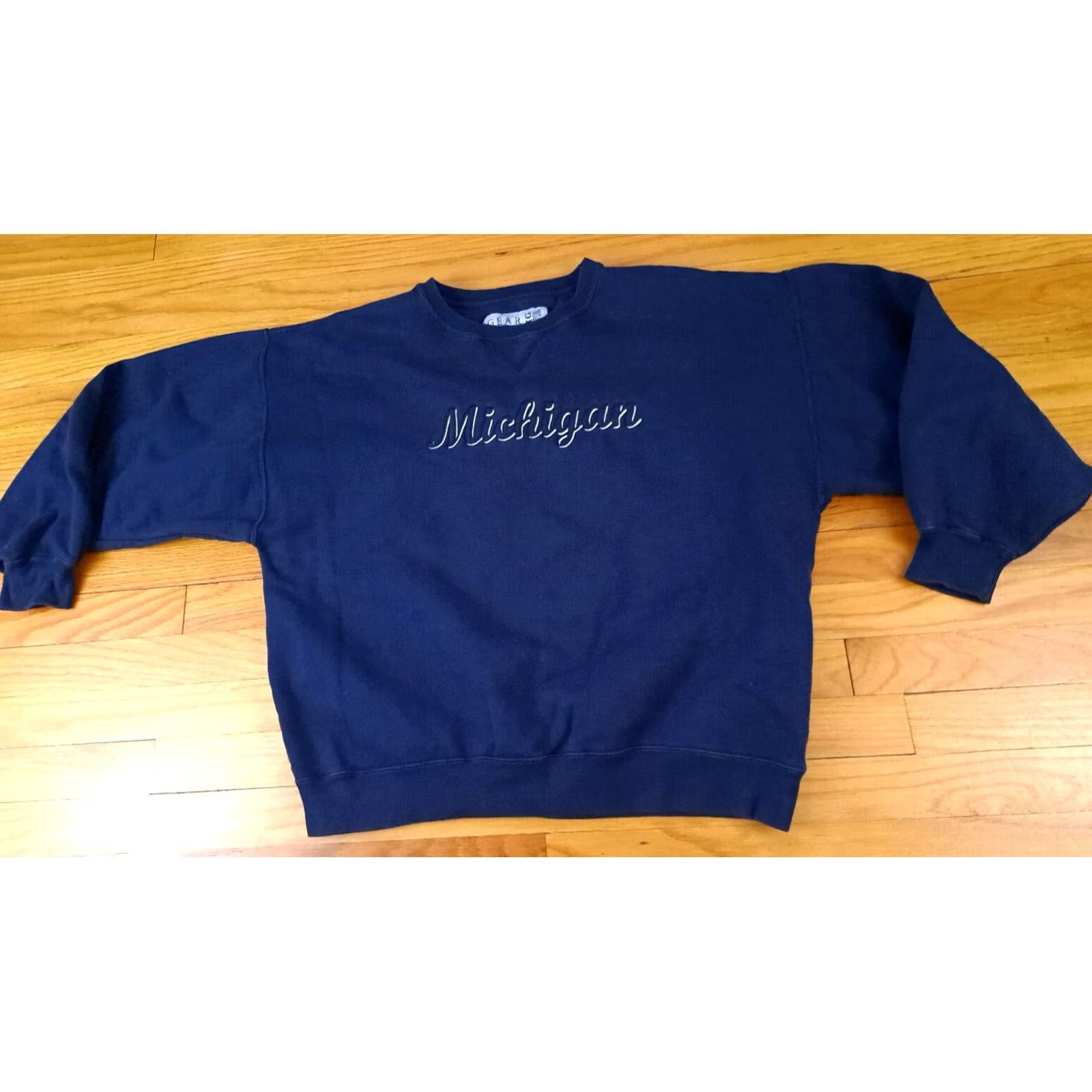 Vintage VINTAGE Gear big cotton Shirt L Blue Michigan Wolverine Stitched Sweatshirt Size US L / EU 52-54 / 3 - 2 Thumbnail