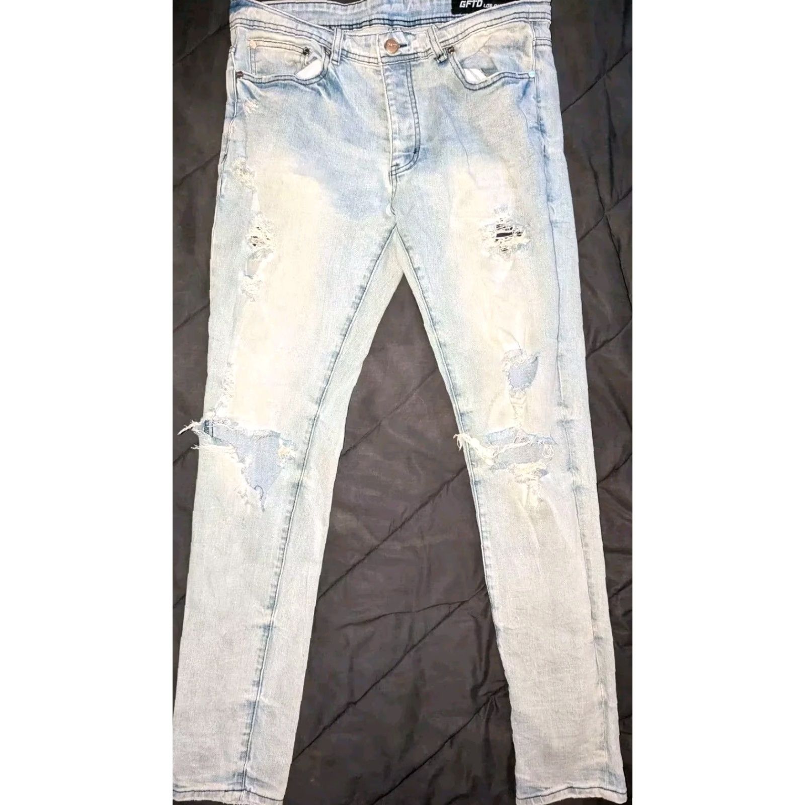 Vintage GFTD Los Angeles Jeans - Denim Jeans - 34 Waist 32 Inseam - Distressed Skinny Blue Mens Size US 34 / EU 50 - 2 Thumbnail