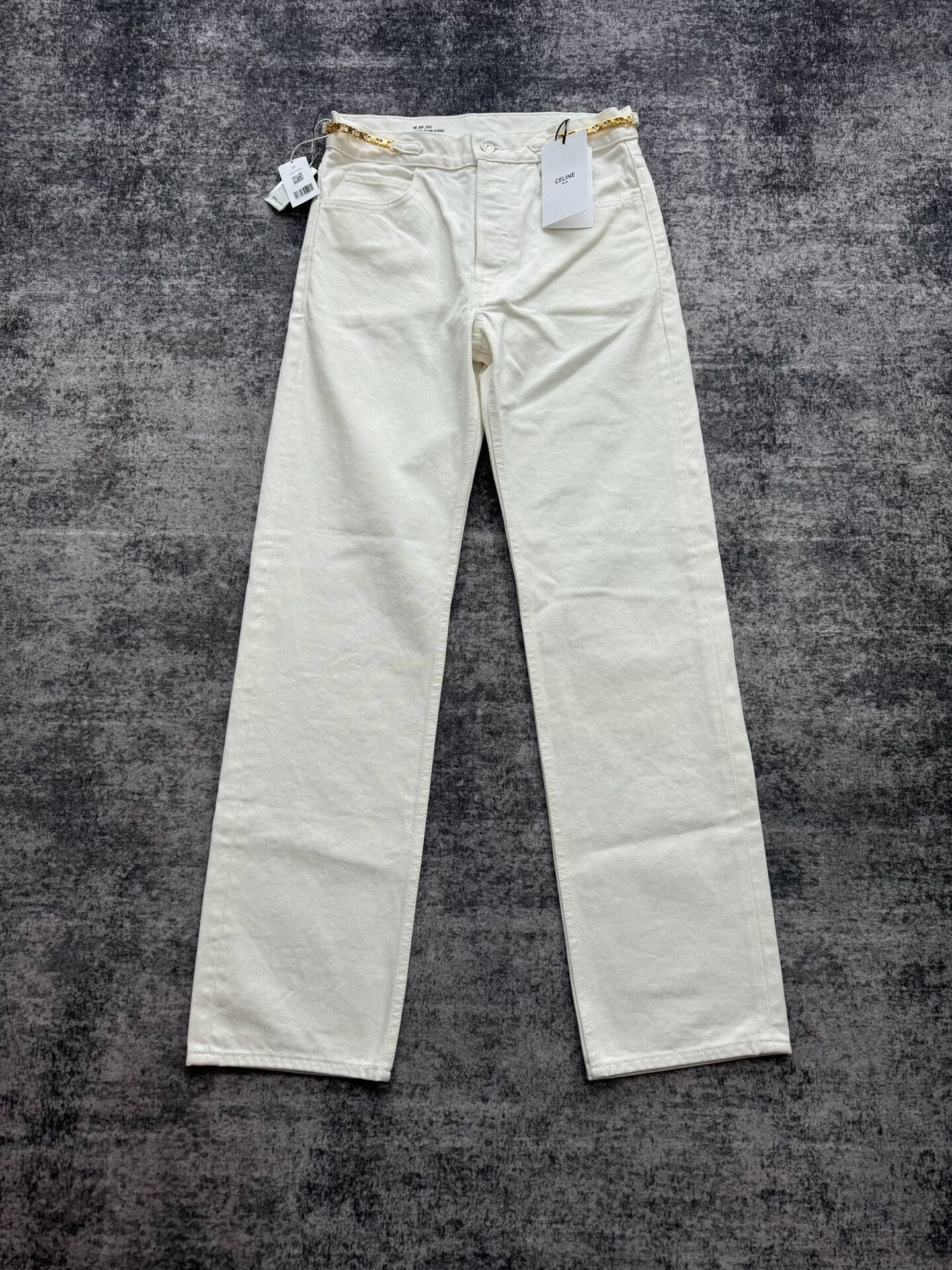Celine celine white chain straight leg jeans Size 25" / US 0 / IT 36 - 1 Thumbnail