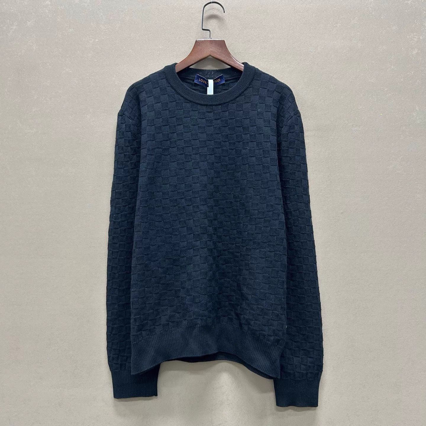 Louis Vuitton Black Checkered Knit Sweater Size M Size US M / EU 48-50 / 2 - 1 Thumbnail