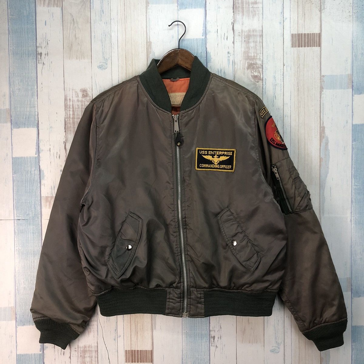 Vintage Vintage 90s US Marine Ma-1 Flyer Bomber Jacket Size US L / EU 52-54 / 3 - 1 Thumbnail