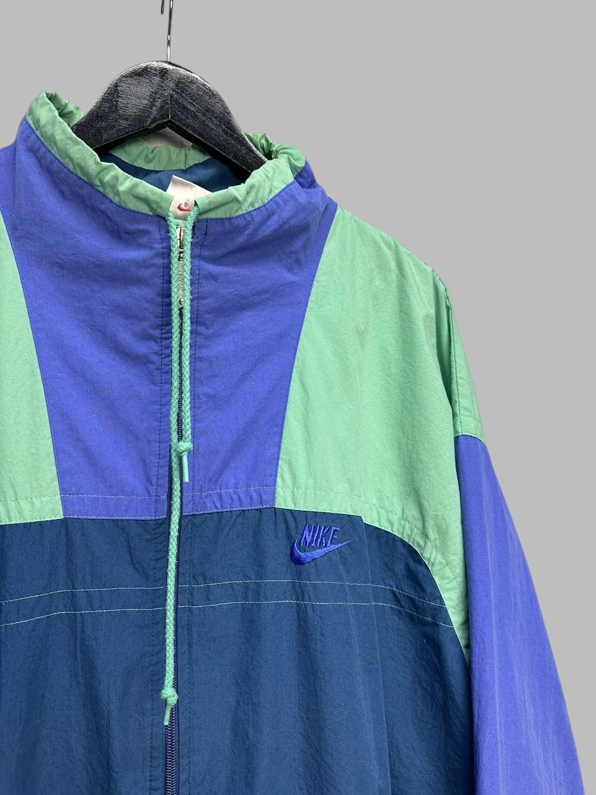Vintage Rare Vintage 00s Nike Nylon Jacket Big Swoosh Hoodie Size US XL / EU 56 / 4 - 4 Thumbnail
