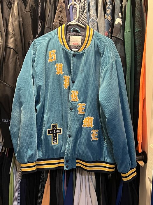 Supreme Supreme Old English Corduroy Varsity Jacket Lght Blue