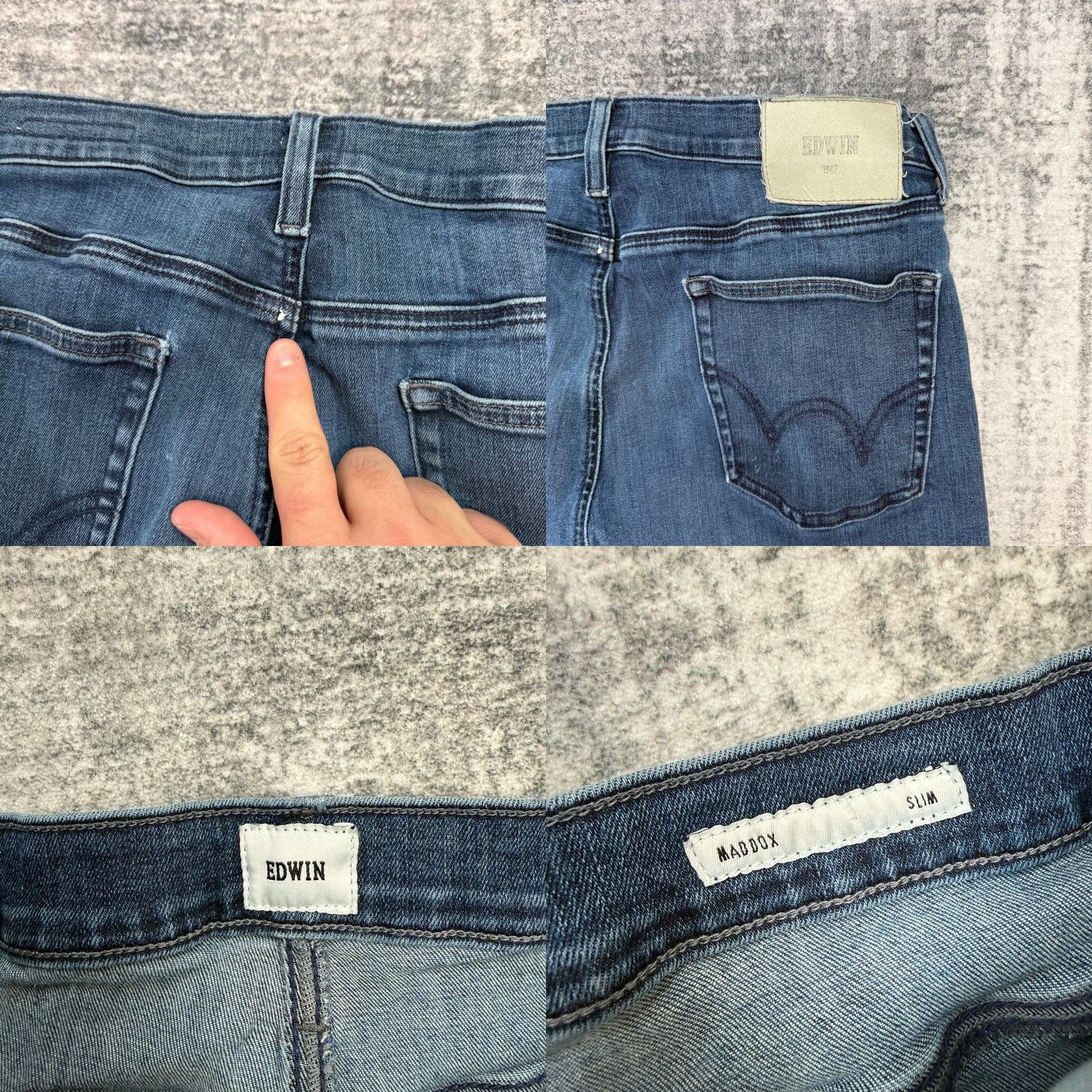Edwin Edwin Jeans Mens Slim Straight Stretch Distressed Denim Blue 34x32 Regular 5-Pocket Denim Jeans Mens Size US 34 / EU 50 - 8 Thumbnail